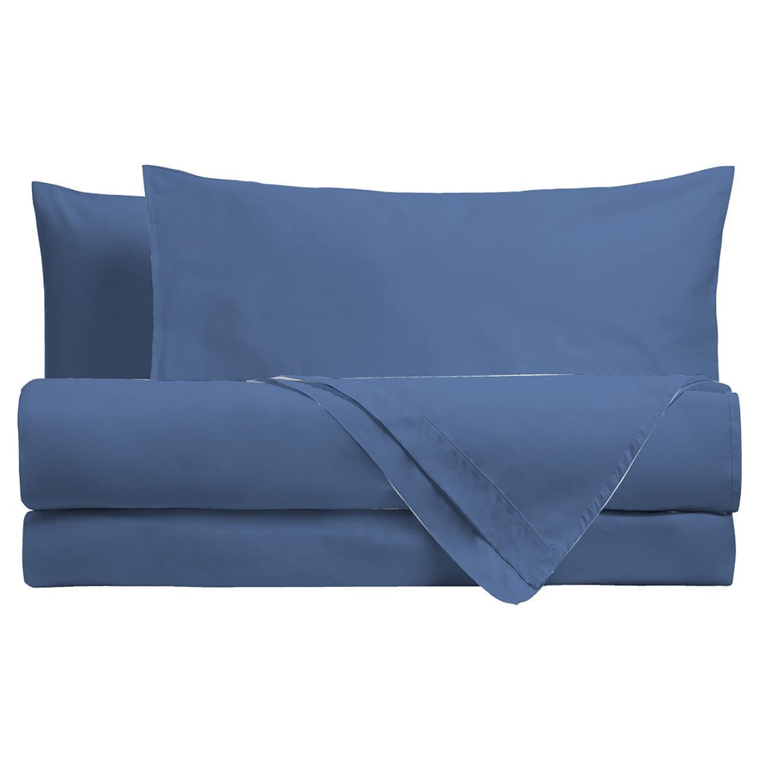 AMO LA CASA - Completo Letto Singolo in Cotone Tinta Unita Blu Royal 3 pezzi
