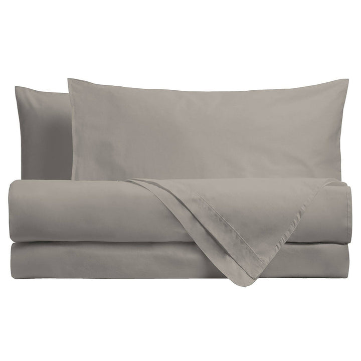 AMO LA CASA - Completo Letto Singolo in Cotone Tinta Unita Tortora 3 pezzi