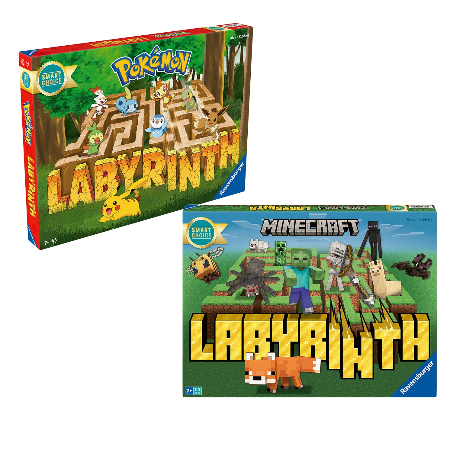 RAVENSBURGER - Labyrinth Minecraft e Pokémon Gioco da Tavolo Strategico 2-4 Giocatori, 7+ Anni