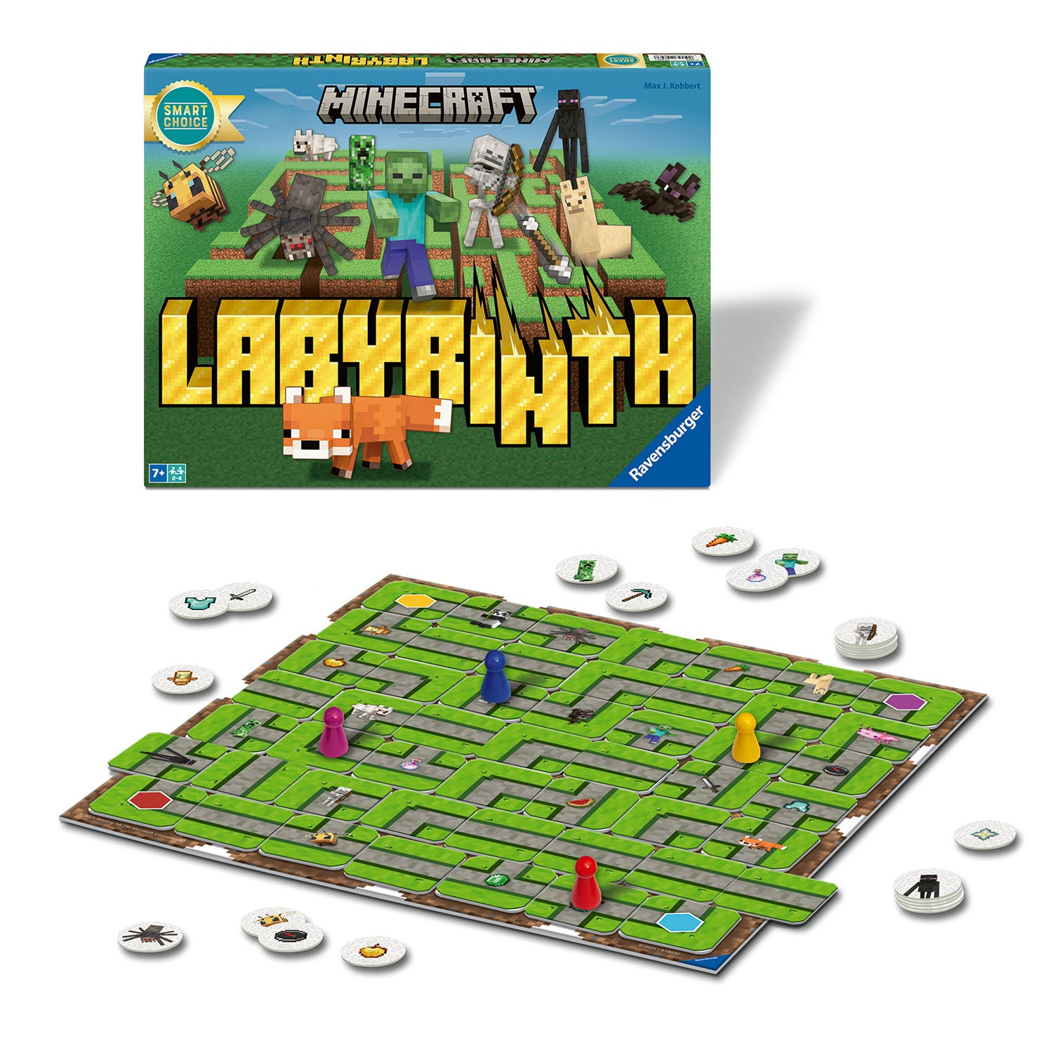 RAVENSBURGER - Labyrinth Minecraft e Pokémon Gioco da Tavolo Strategico 2-4 Giocatori, 7+ Anni