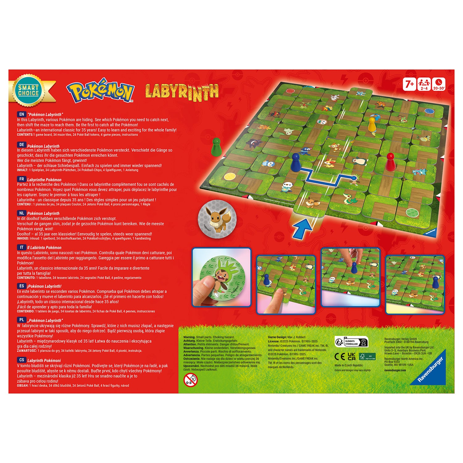 RAVENSBURGER - Labyrinth Minecraft e Pokémon Gioco da Tavolo Strategico 2-4 Giocatori, 7+ Anni