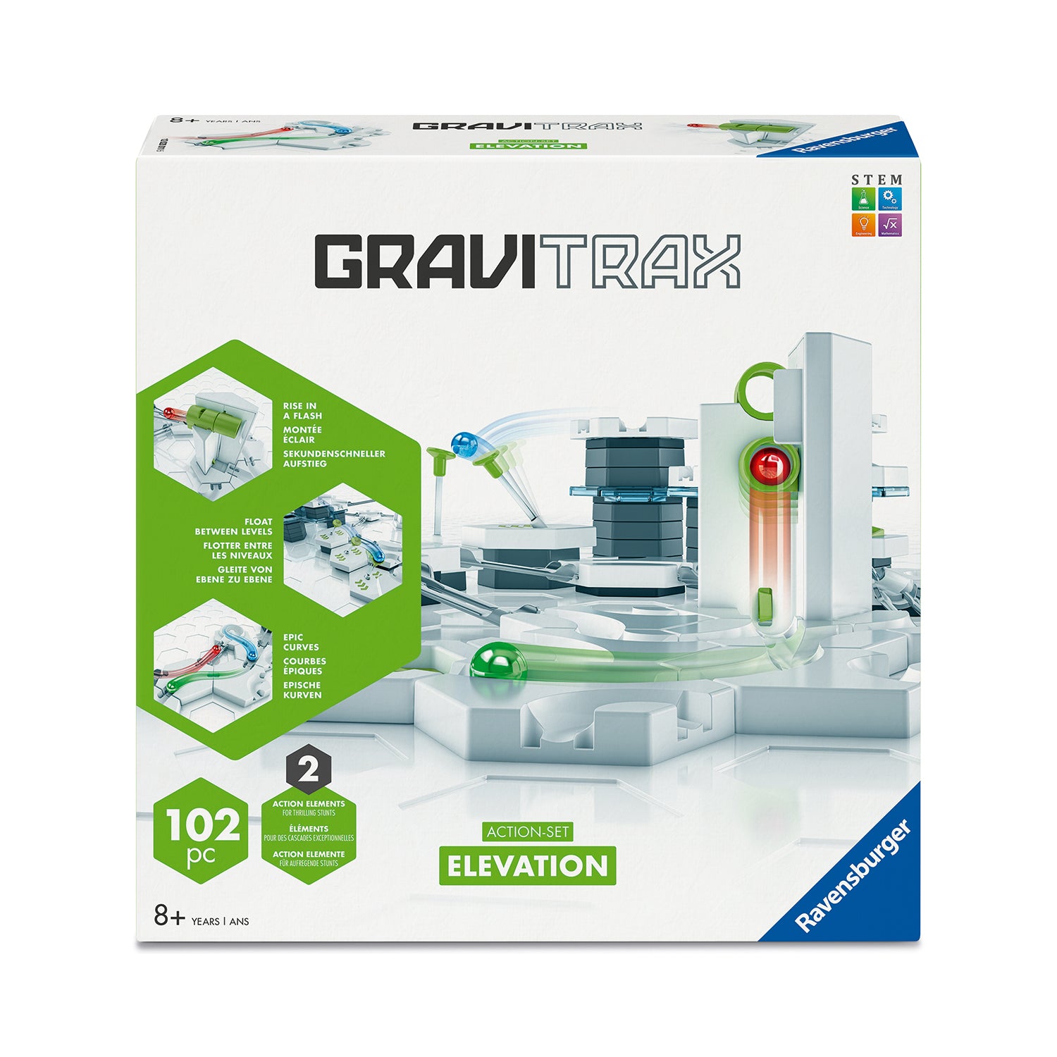 RAVENSBURGER - GraviTrax Action Set Elevation Pista per Biglie 102 Pezzi 8+ Anni