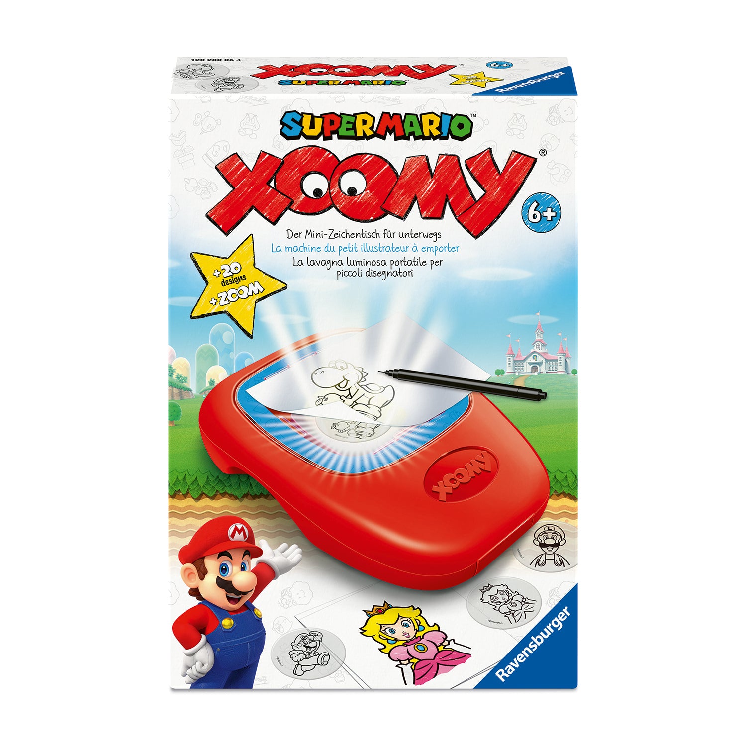 RAVENSBURGER - Xoomy Midi Super Mario Valigetta da Disegno con Lampada Zoom LED 6+ Anni