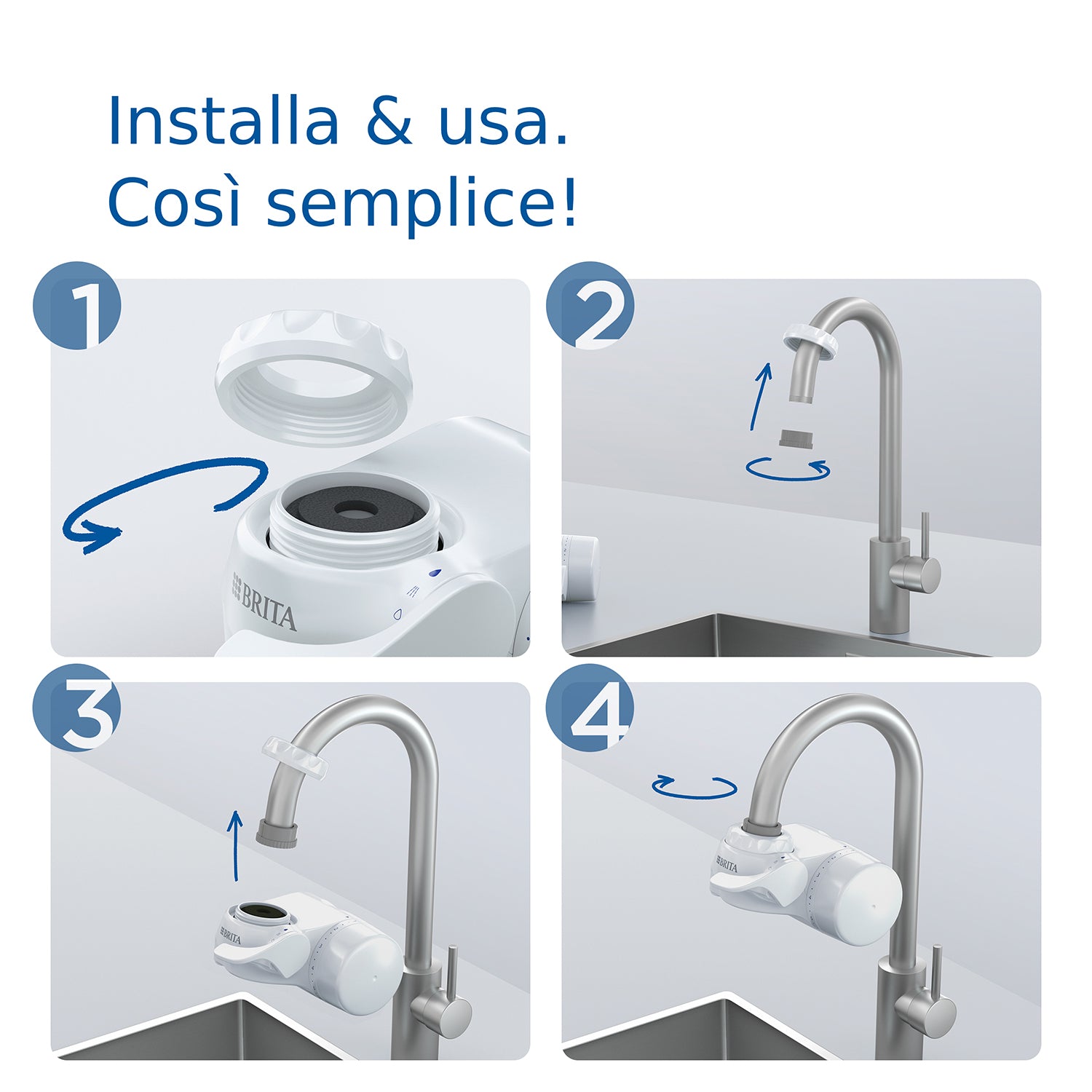 BRITA - Sistema Filtrante Acqua On Tap V con 1x filtro incluso - per acqua priva di batteri al 99,99%