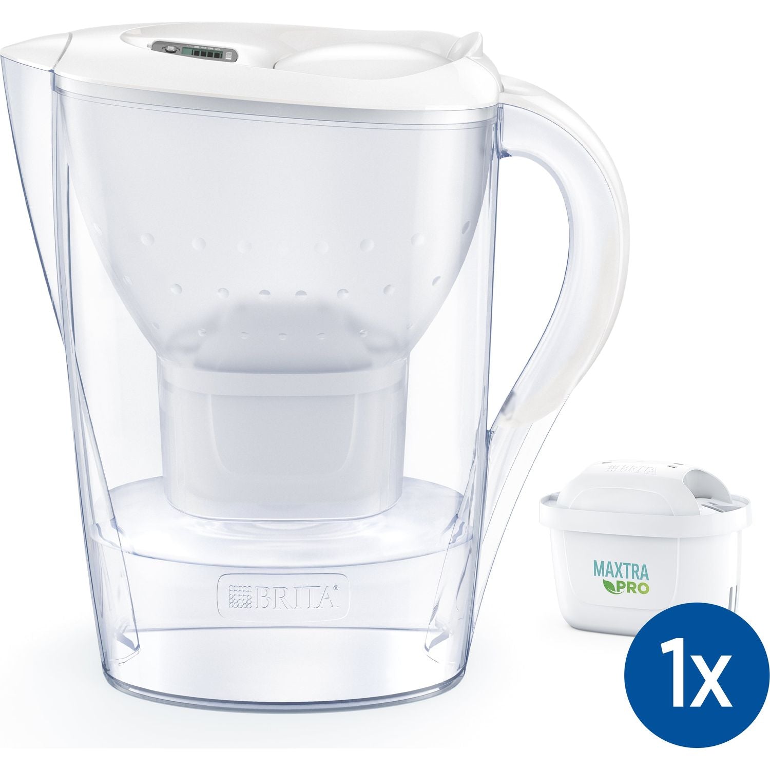 BRITA - Caraffa filtrante Marella bianca 2.4 Litri - Incluso 1 x filtro Maxtra Pro All-in-1