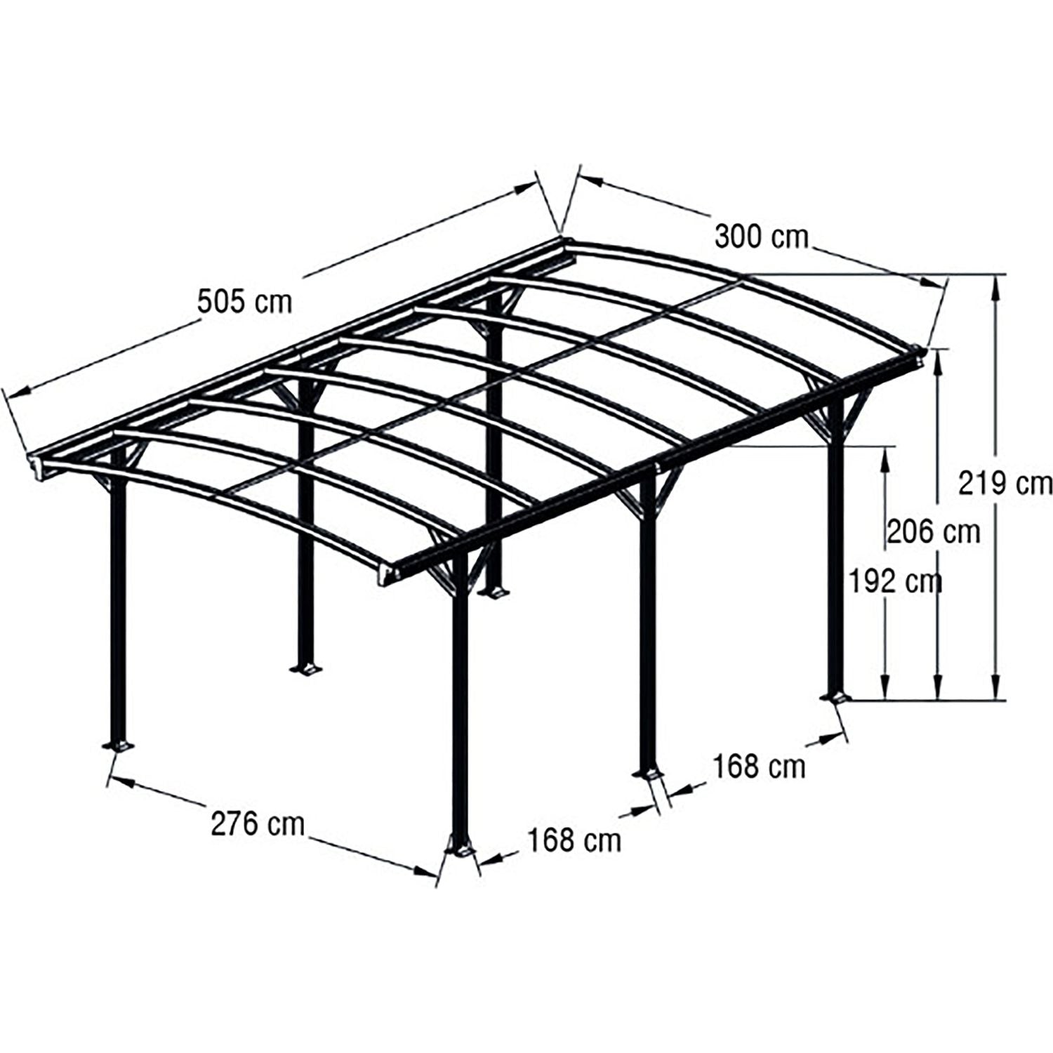 VERDELOOK - Tettoia per Auto in Policarbonato e Alluminio Carport Arco