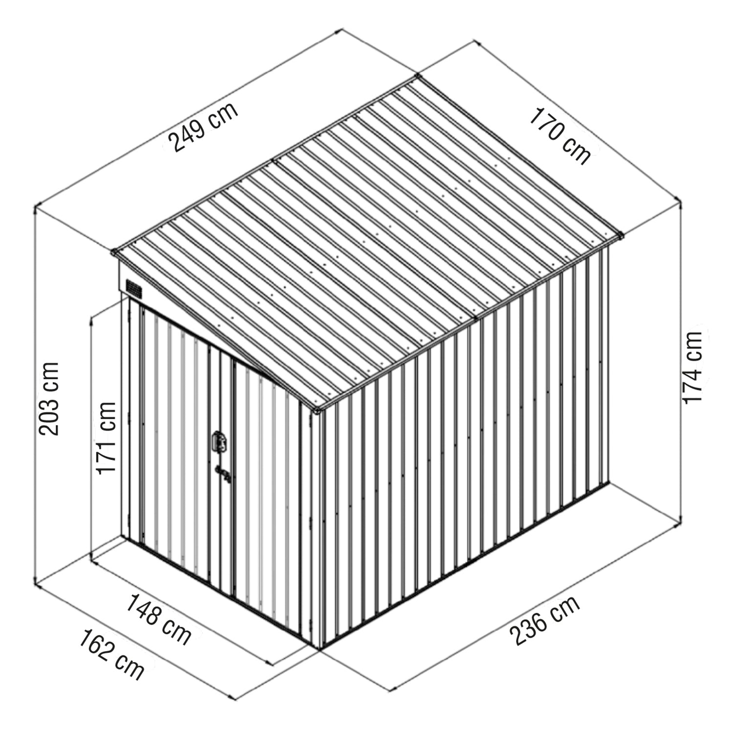 VERDELOOK - Deposito da giardino Cicli e Motocicli Grigio - h203x249x170 cm