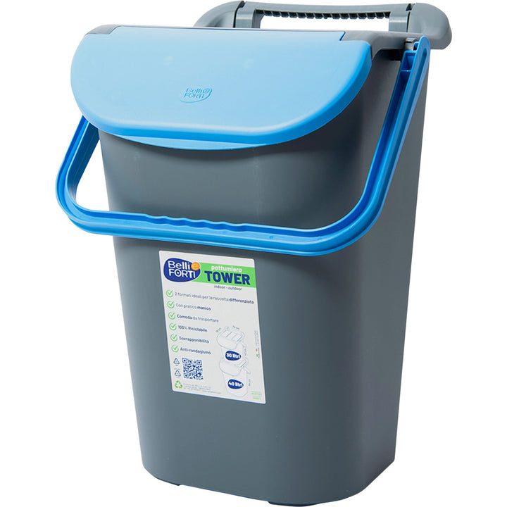 BELLI E FORTI - Pattumiera Tower Bin Blu 40 litri - h54x40x40 cm