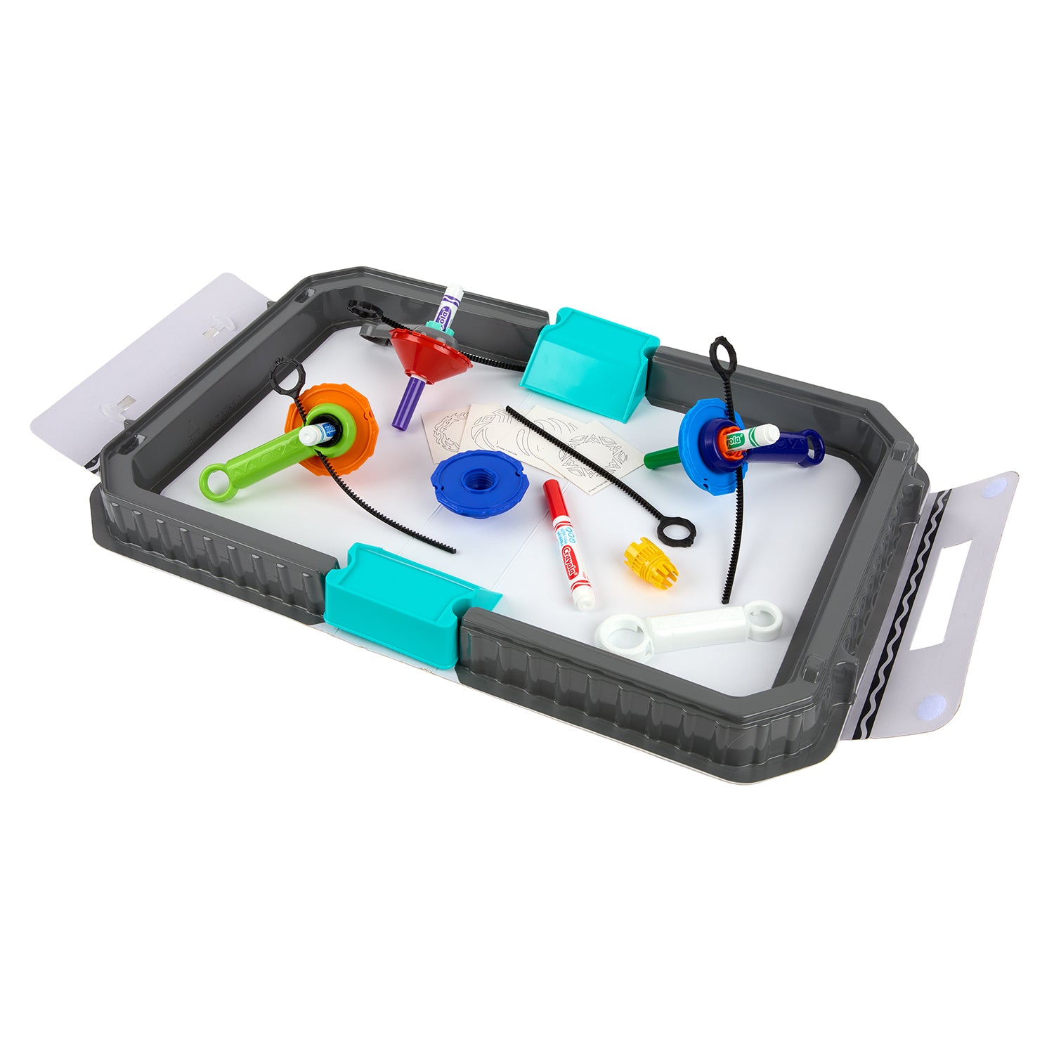 CRAYOLA - Colour Whirls Arena Set Creativo con Trottole Coloranti e Arena da Gioco Portatile - Lancia, gira, colora e divertiti!