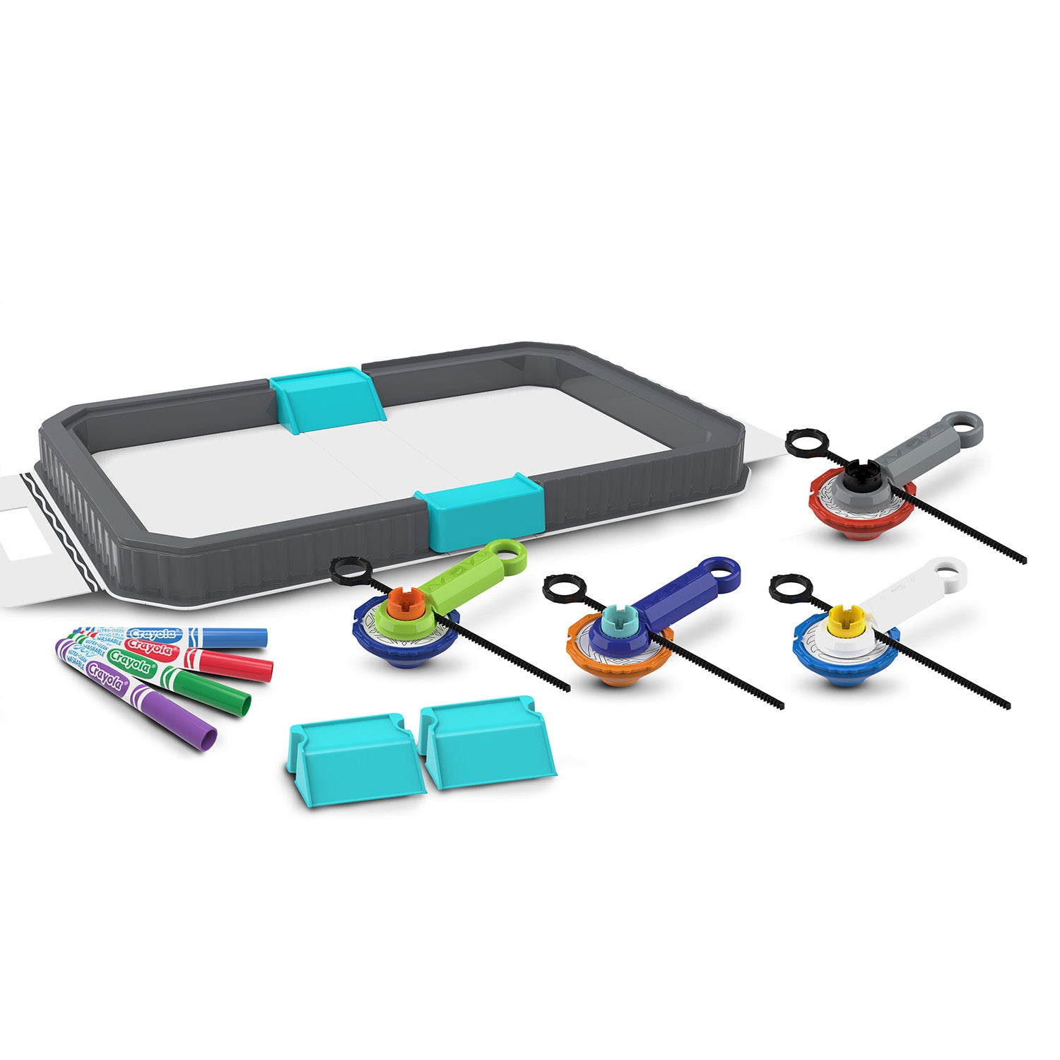 CRAYOLA - Colour Whirls Arena Set Creativo con Trottole Coloranti e Arena da Gioco Portatile - Lancia, gira, colora e divertiti!