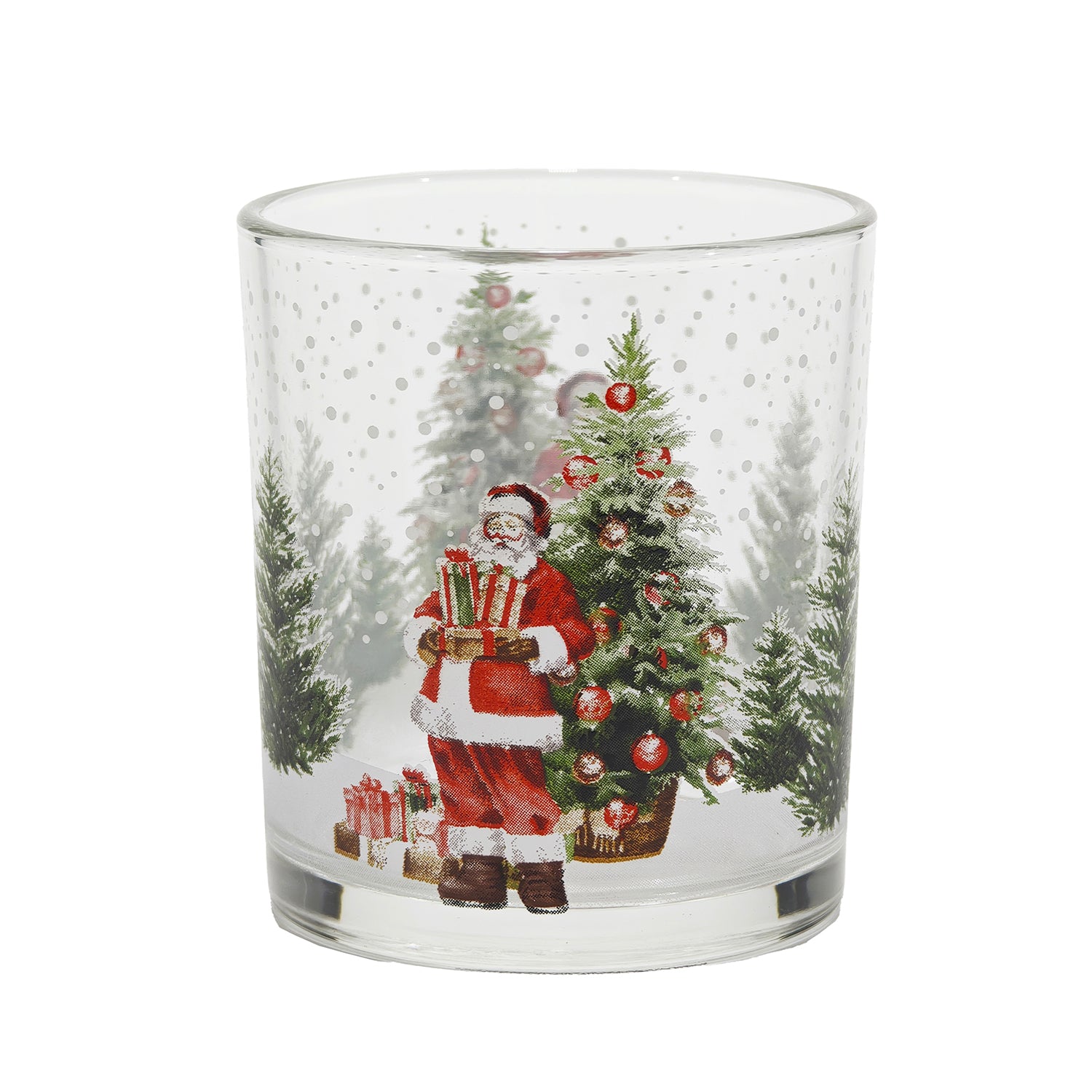 GUSTO CASA - Bicchieri Natalizi in Vetro Decorazione Babbo Natale e Albero di Natale 25 cl - Set 6 pezzi