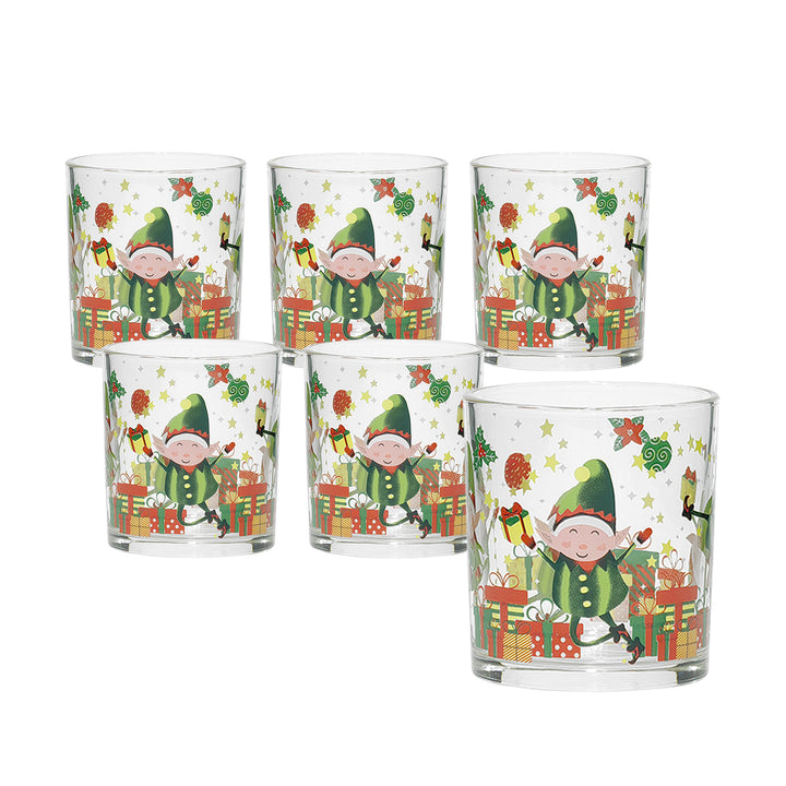 GUSTO CASA - Bicchieri con motivo natalizio Elfi 25 cl - set 6 pezzi