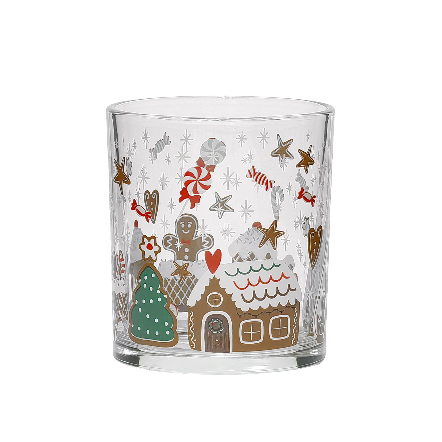 GUSTO CASA - Bicchieri Natalizi in Vetro Linea Pan di Zenzero 25 cl - Set 6 pezzi