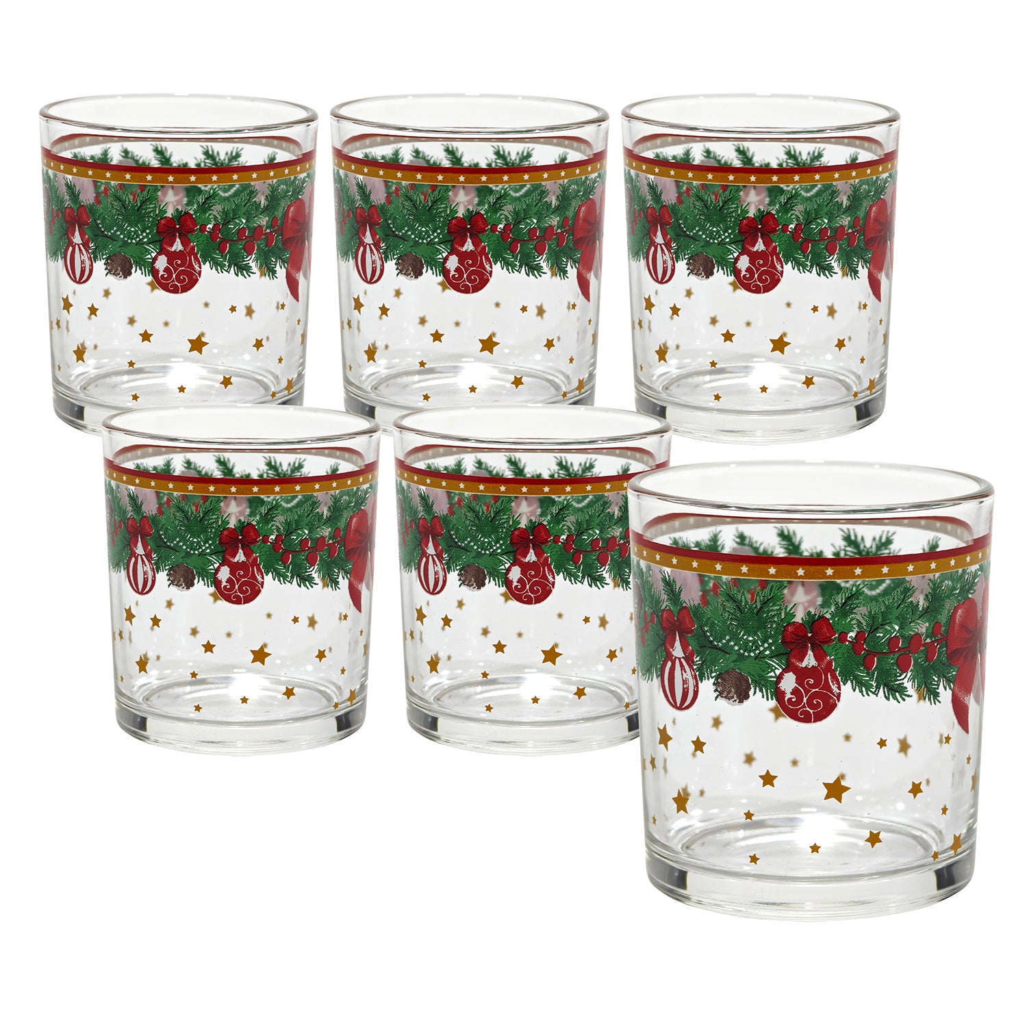 GUSTO CASA - Bicchieri Natalizi Ghirlanda 25 cl - set 6 pezzi