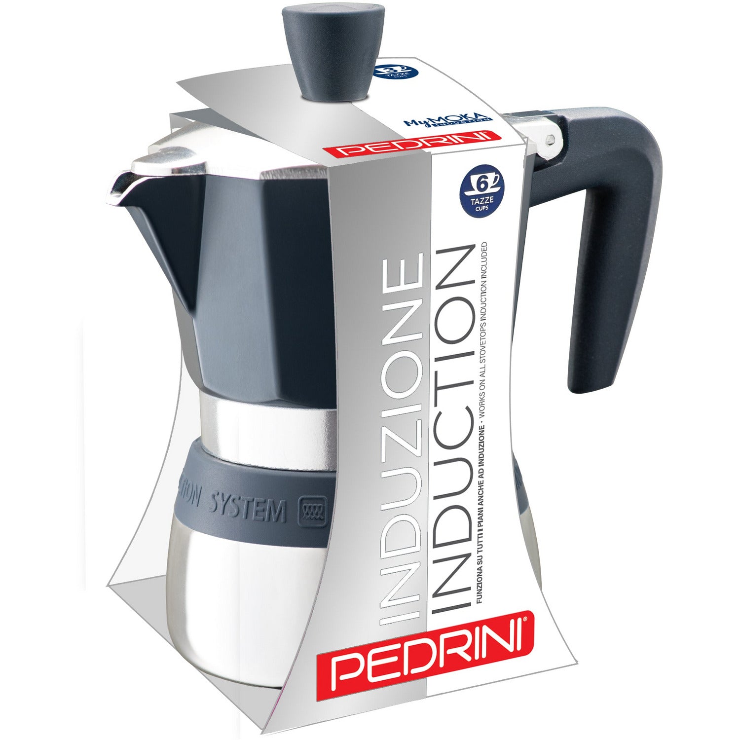 PEDRINI - Caffettiera MyMoka Induction 6 tazze - Compatibile con fondo ad induzione