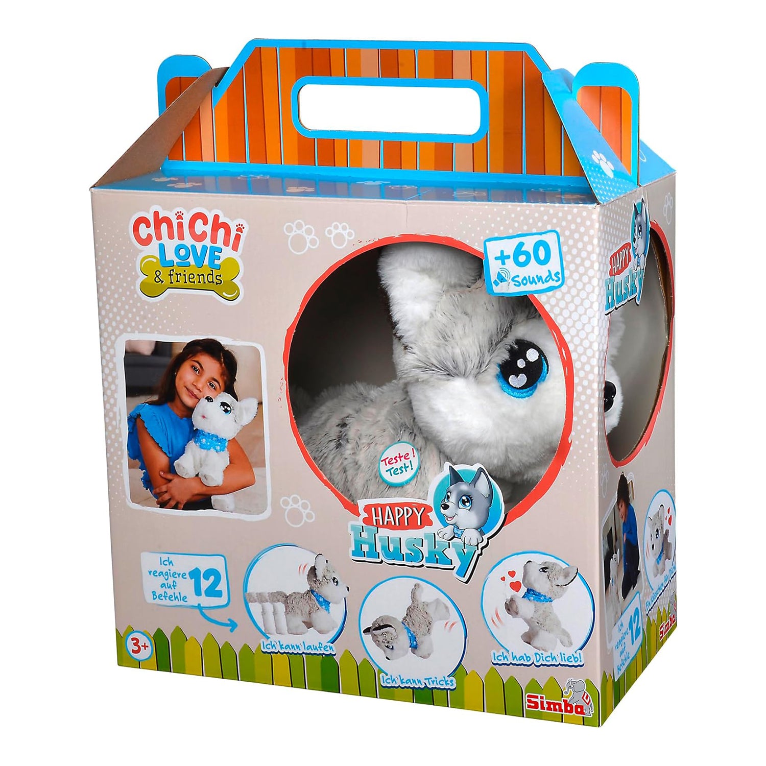SIMBA - Chi Chi Love Happy Husky Interattivo con Comandi Vocali e Oltre 60 Suoni h30 cm