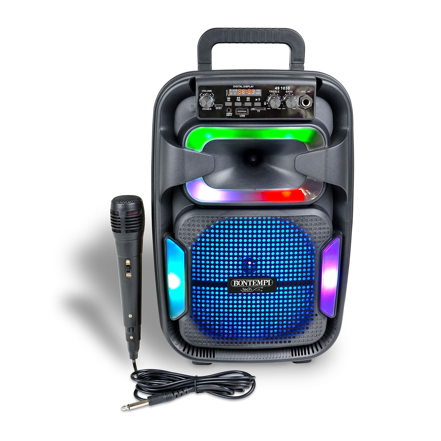 BONTEMPI - Speaker Bluetooth Wireless Tech 120W con Microfono e Luci RGB