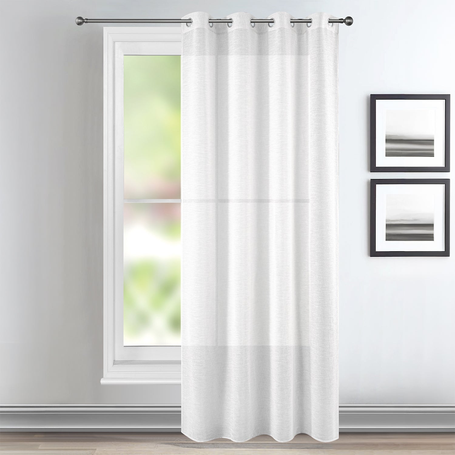 NESI - Tenda Camilla Effetto Lino Bianca con Occhielli 140x300 cm