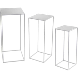 GICOS - Tavolino in metallo bianco Serie Industrial - set 3 pezzi
