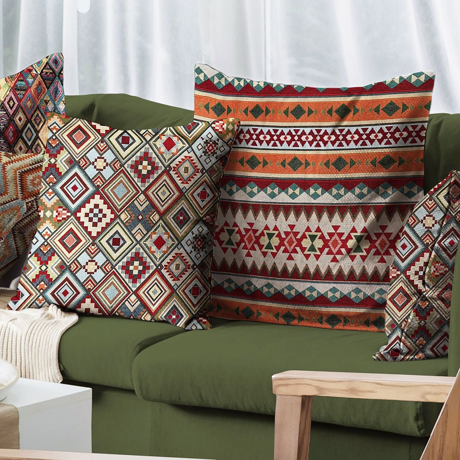 OLIBÒ - Cuscino Arredo Gobelin Etnico 50x50 cm