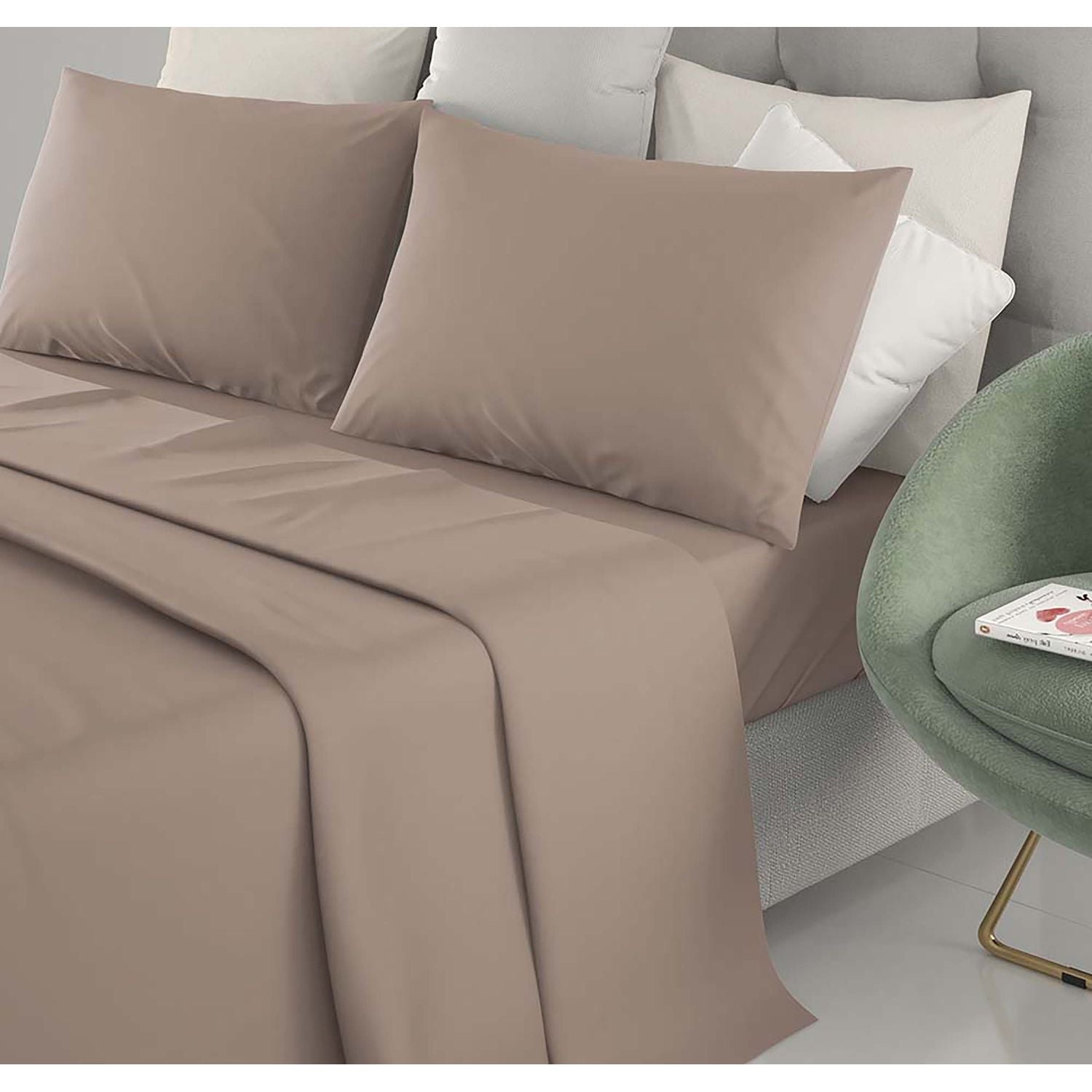 IRGE - Lenzuola Completo Letto Singolo Marta Tortora 150x290 cm