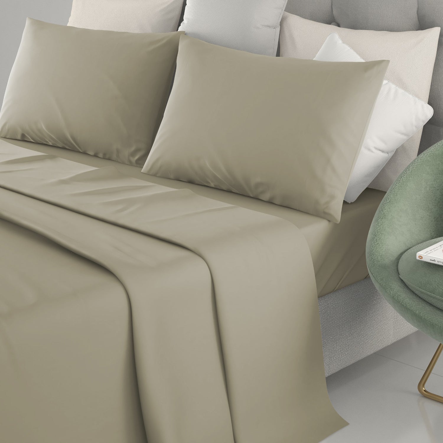 IRGE - Lenzuola Completo Letto 1 Piazza e mezza Marta Sabbia 185x290 cm