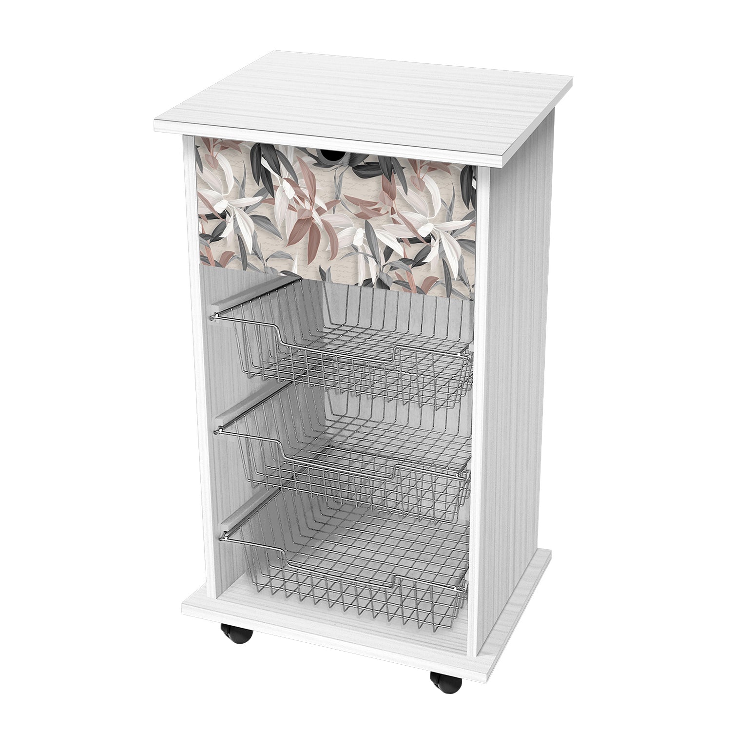 LUPIA - Carrello Portafrutta Bianco Linea Leaves Mix - h85x40x45 cm