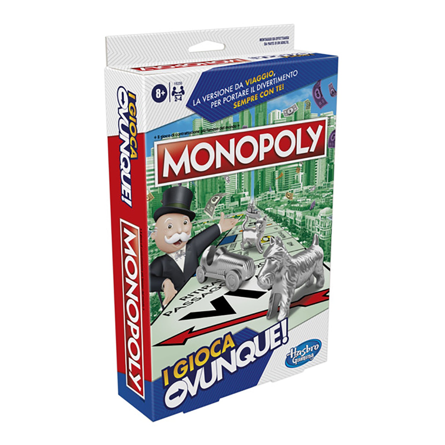Hasbro Gaming Monopoly, I Gioca Ovunque – Gioco Da Tavolo Portatile Per Famiglie, 2-4 Giocatori, Dagli 8 Anni, Ideale Per Viaggi