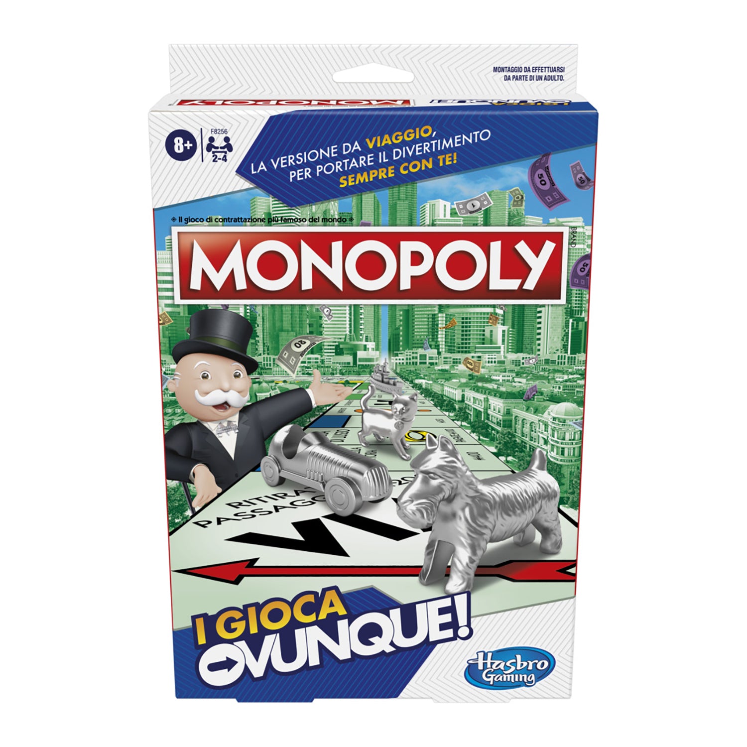 HASBRO - Monopoly Gioca Ovunque - Versione Travel Portatile