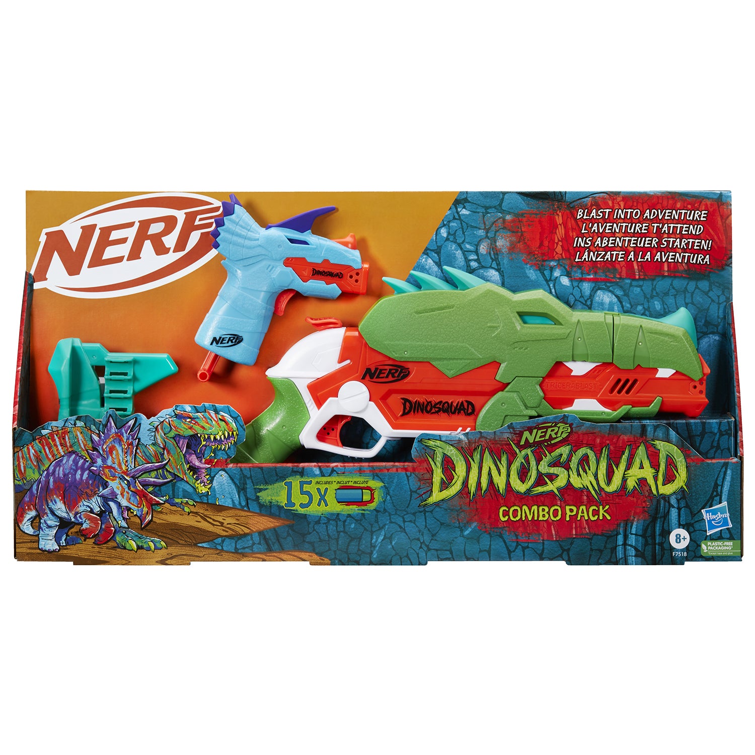 HASBRO - Nerf DinoSquad Combo Pack - Blaster Dinosauri con 15 Dardi