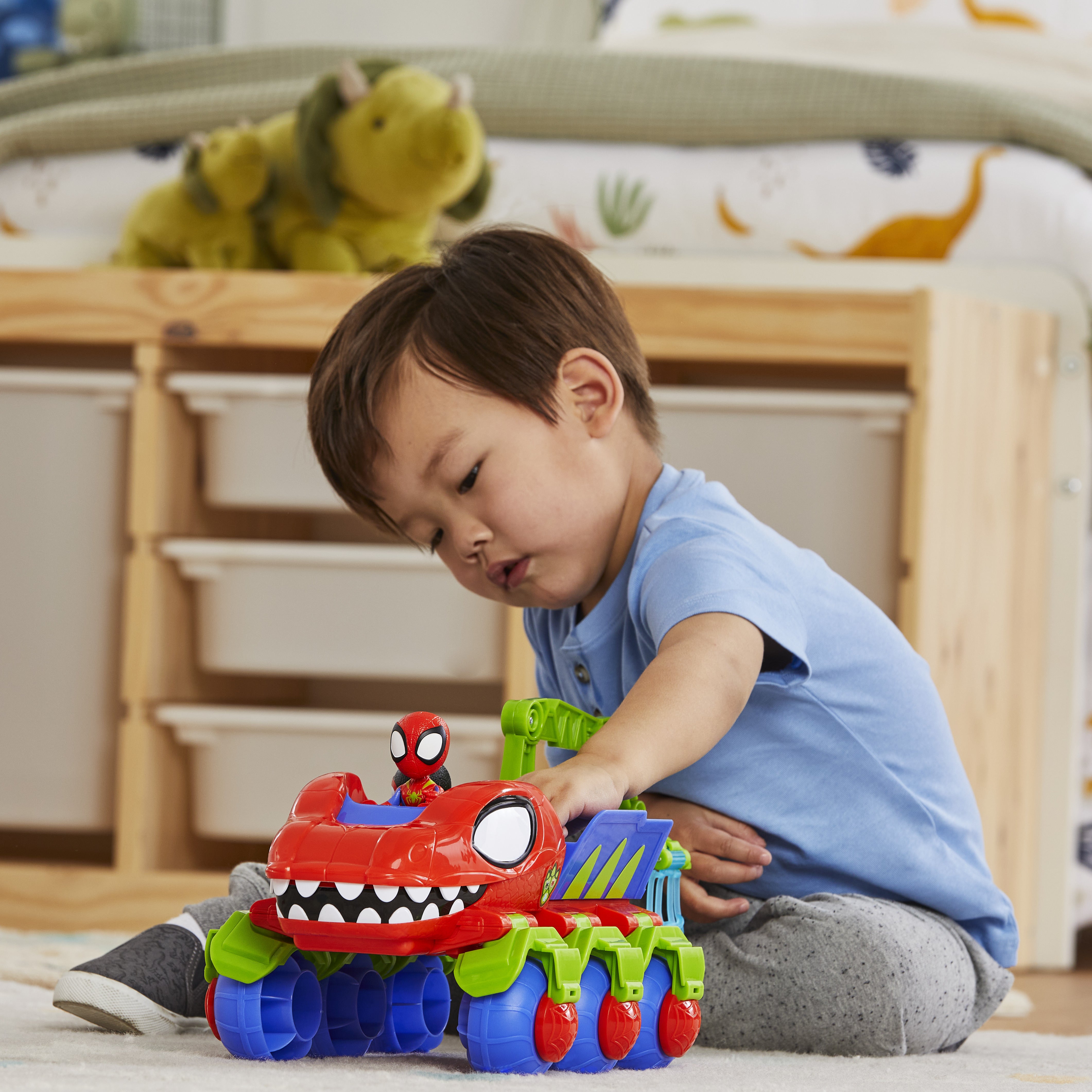 HASBRO - Marvel Spidey and His Amazing Friends Dino-Webs Crawler con Spidey e Goblin Raptor