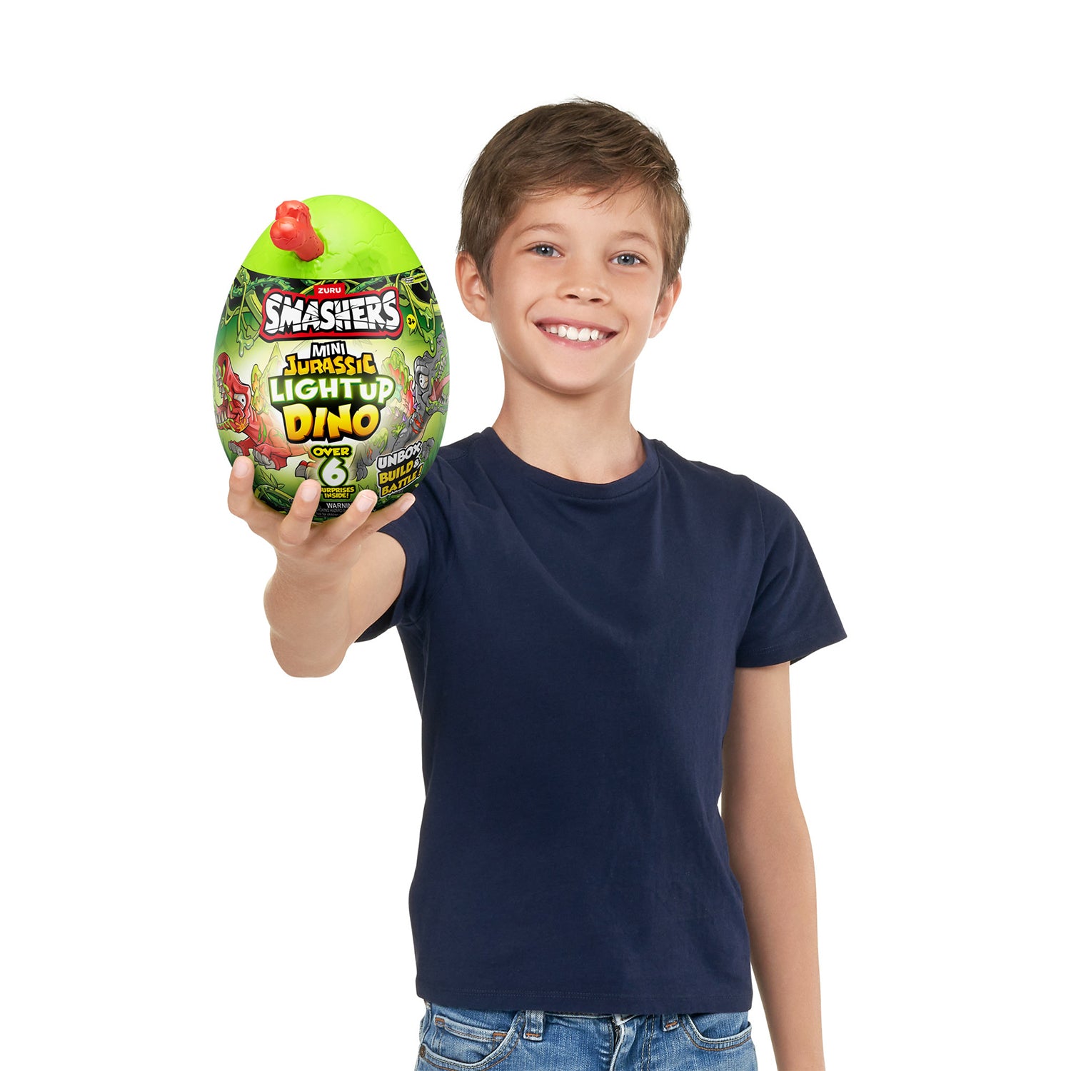 ZURU - Smashers Mini Jurassic Light Up Dino Egg - Uovo con Dinosauro Luminoso e Sorprese