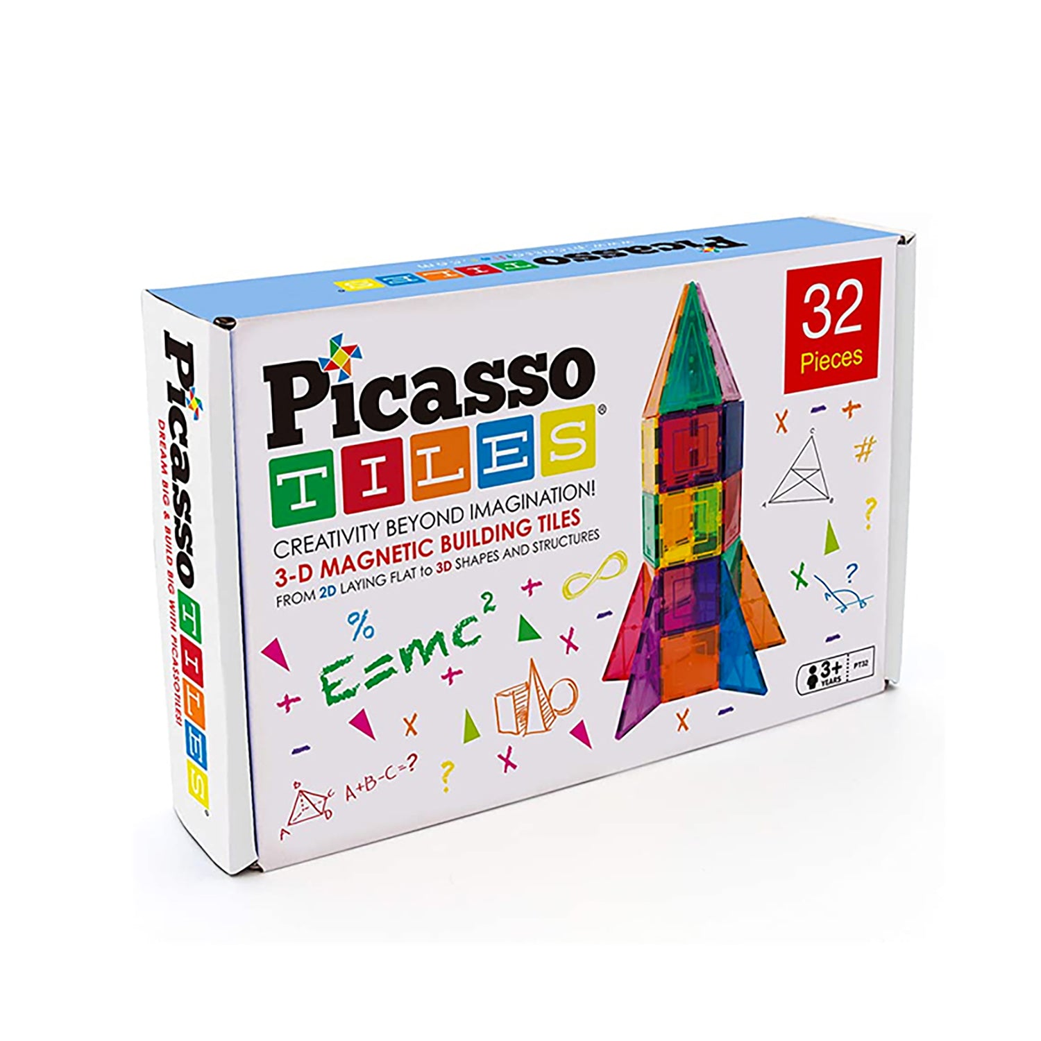 PICASSOTILES - Costruzioni Magnetiche Razzo 3D 32 pezzi - 3D Magnetic Building Tiles