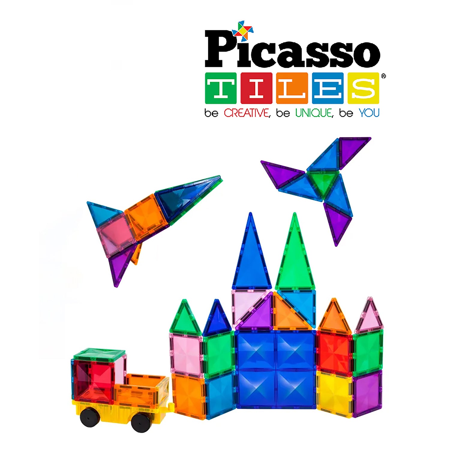 PICASSOTILES - Costruzioni Magnetiche 63 Pezzi - Magnetic Building Tiles