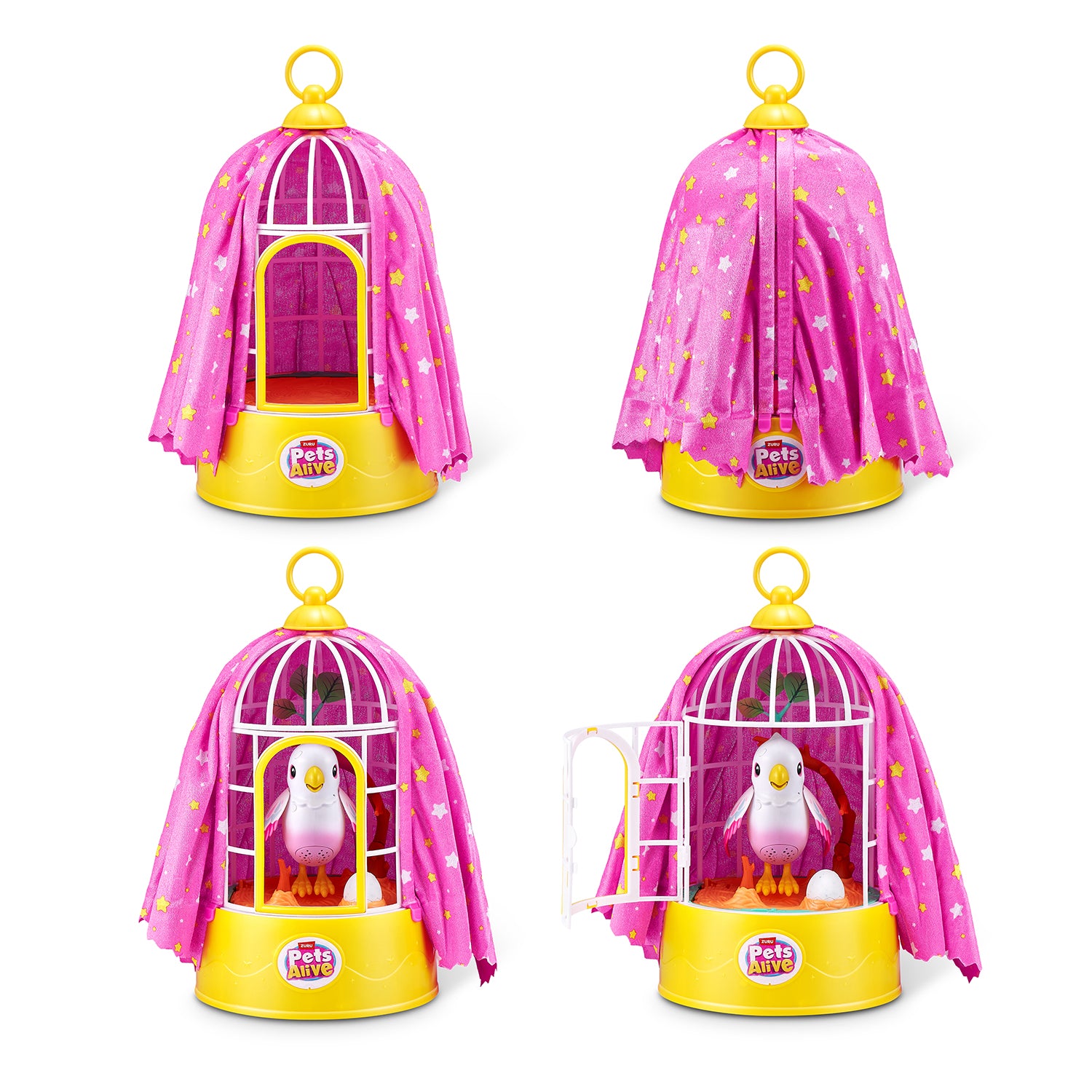 ZURU - Pets Alive Polly the Magic Bird Uccellino Interattivo con Gabbia e Bacchetta Magica 3+ Anni