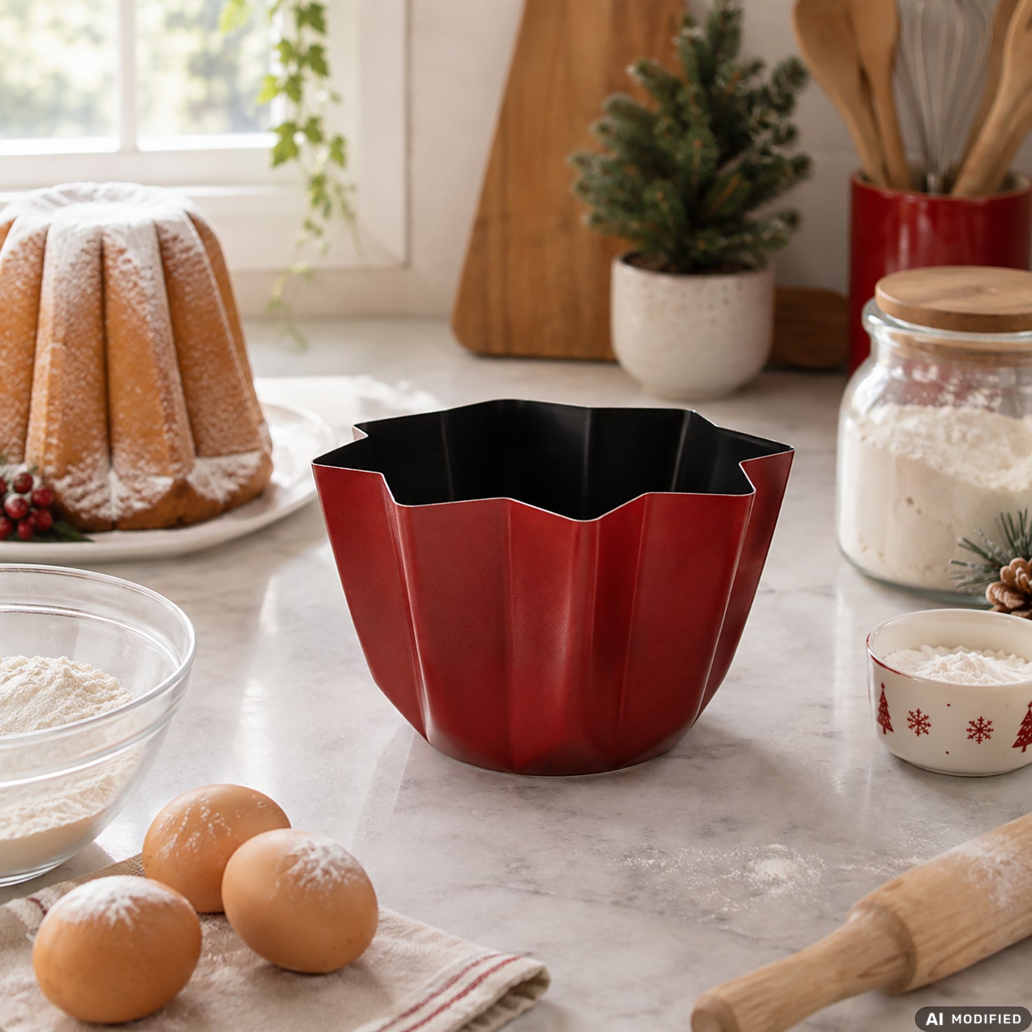 ACCADEMIA MUGNANO - Forma Stampo Pandoro 800 gr in Alluminio Antiaderente Linea Dolci Sorrisi - h15 cm diametro 22 cm