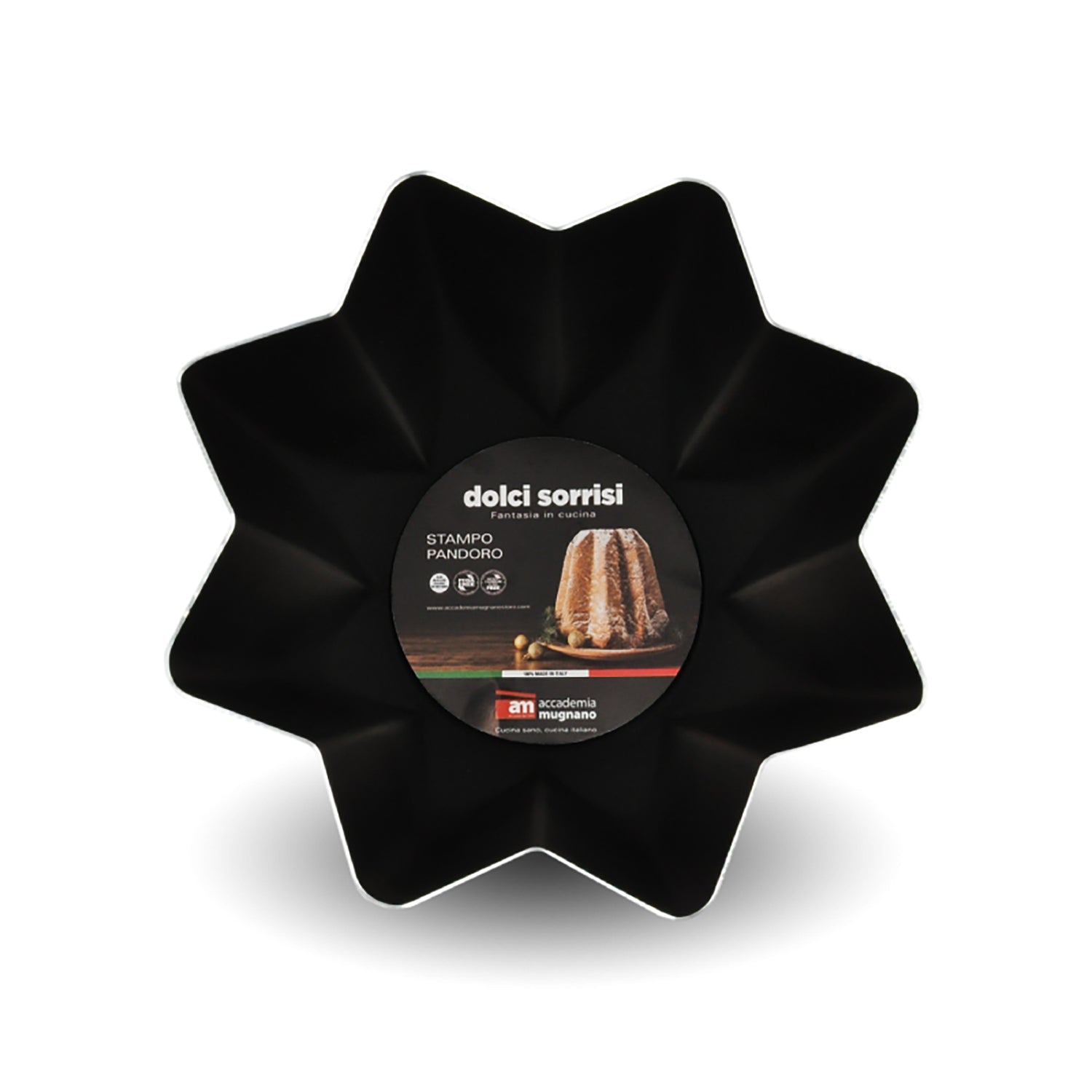 ACCADEMIA MUGNANO - Forma Stampo Pandoro 800 gr in Alluminio Antiaderente Linea Dolci Sorrisi - h15 cm diametro 22 cm