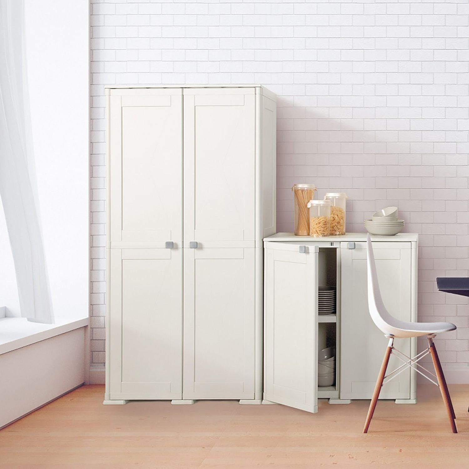 TONTARELLI - Armadio Basso Simplex Panna Linea Omnimodus - h85,5x79x43 cm