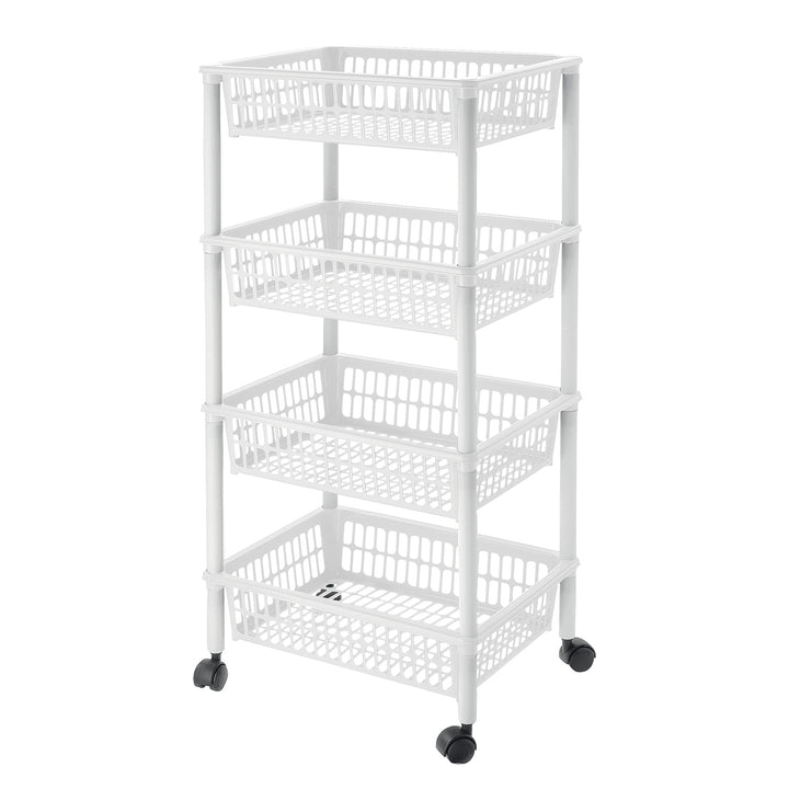 TONTARELLI - Carrello Mito 4 ceste Bianco con Ruote h85x40x29 cm