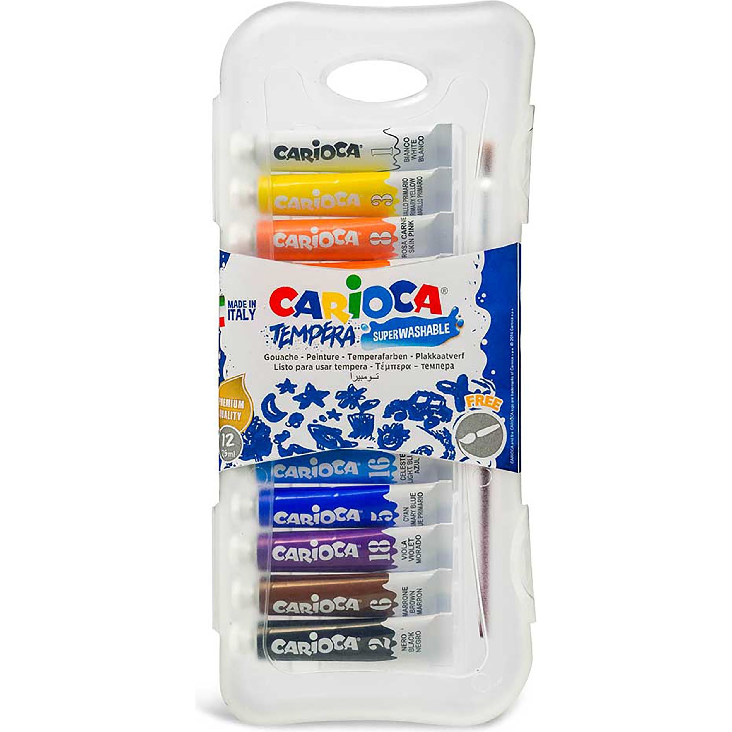 CARIOCA - Tempera in tubetti 7,5 ml 12 pezzi