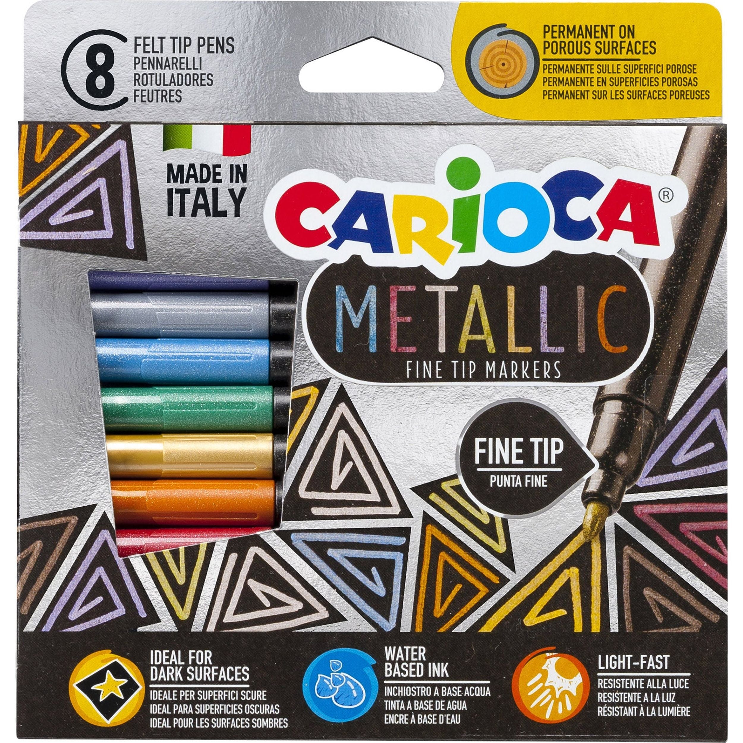 CARIOCA - Pennarelli Metallic Punta Fine 8 pezzi