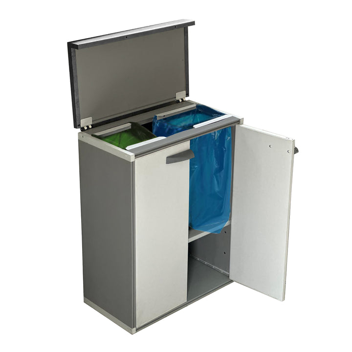 GAROFALO - Mobile Raccolta Differenziata in PVC Riciclato con un Ripiano Linea Qadro Basic Recycled