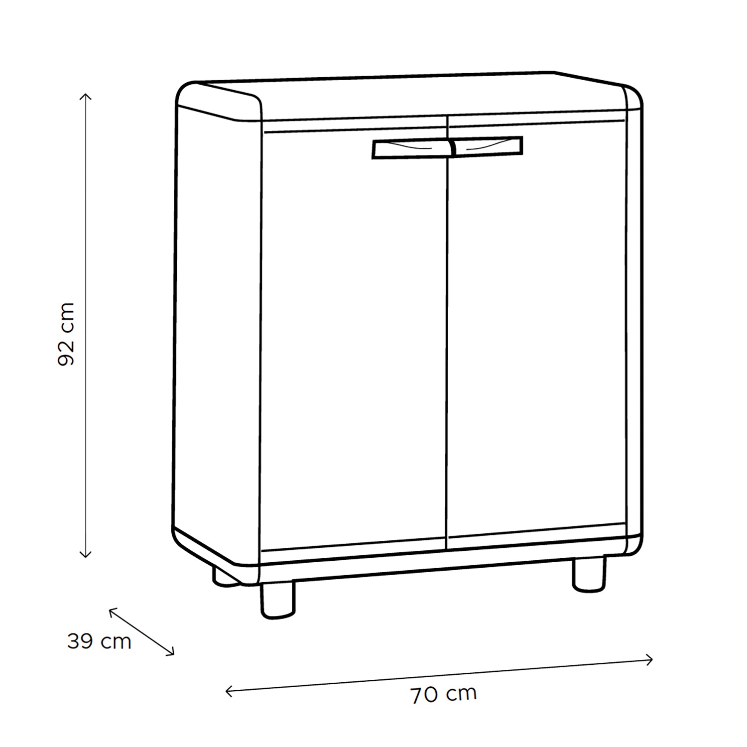 GAROFALO - Mobile Basso Multiuso in PVC con Ripiani Linea Easy Iceline - h92x70x39 cm