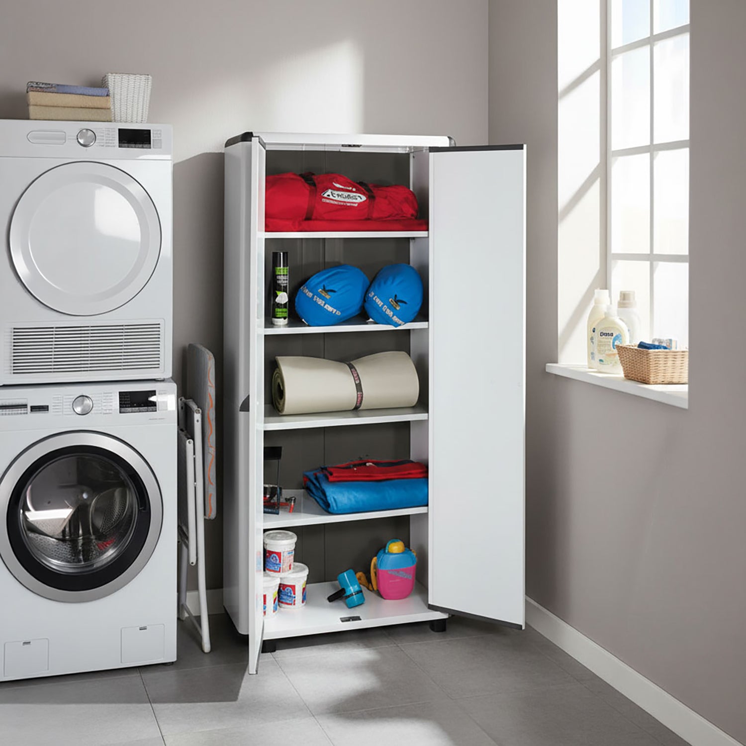 GAROFALO - Mobile Alto Multiuso Tuttopiani in PVC con 4 Ripiani Linea Easy Iceline - h175x70x39 cm