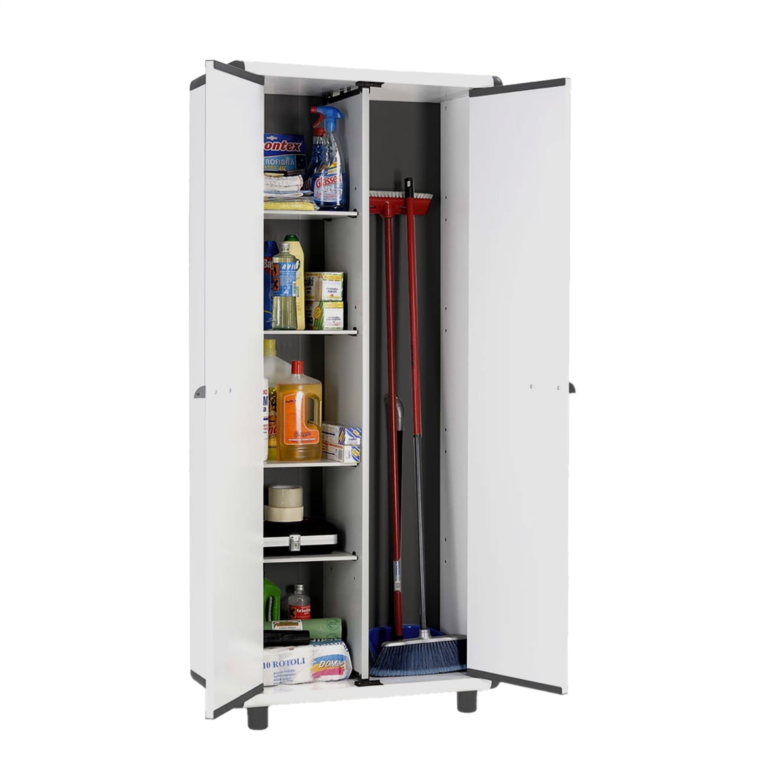 GAROFALO - Mobile Alto Multiuso Portascope in PVC con 4 Ripiani Linea Easy Iceline - h175x70x39 cm