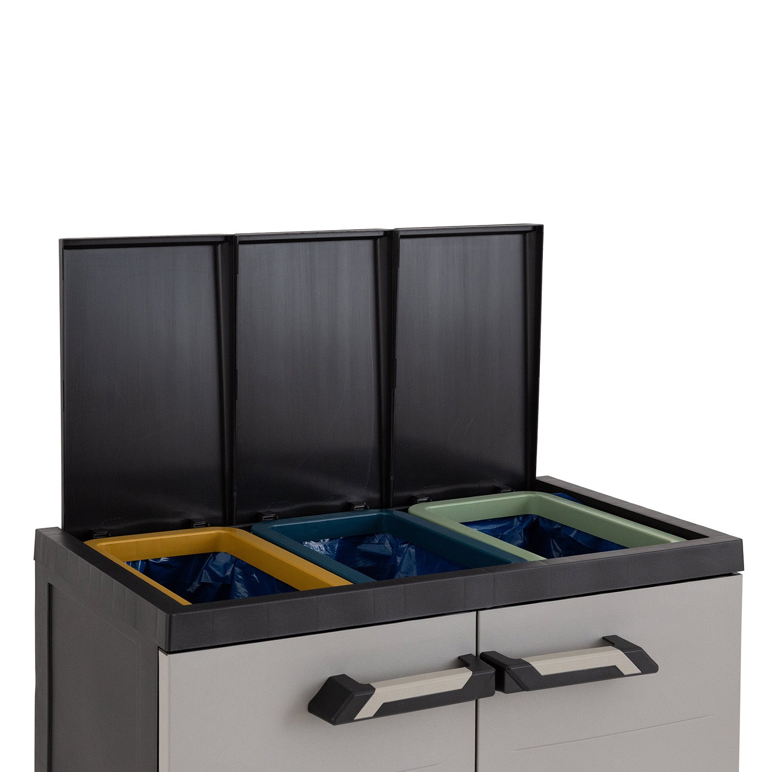 TOOMAX - Armadio per raccolta differenziata Prime 3 Scomparti Antracite Scuro/Grigio Tortora h88x66x40 cm