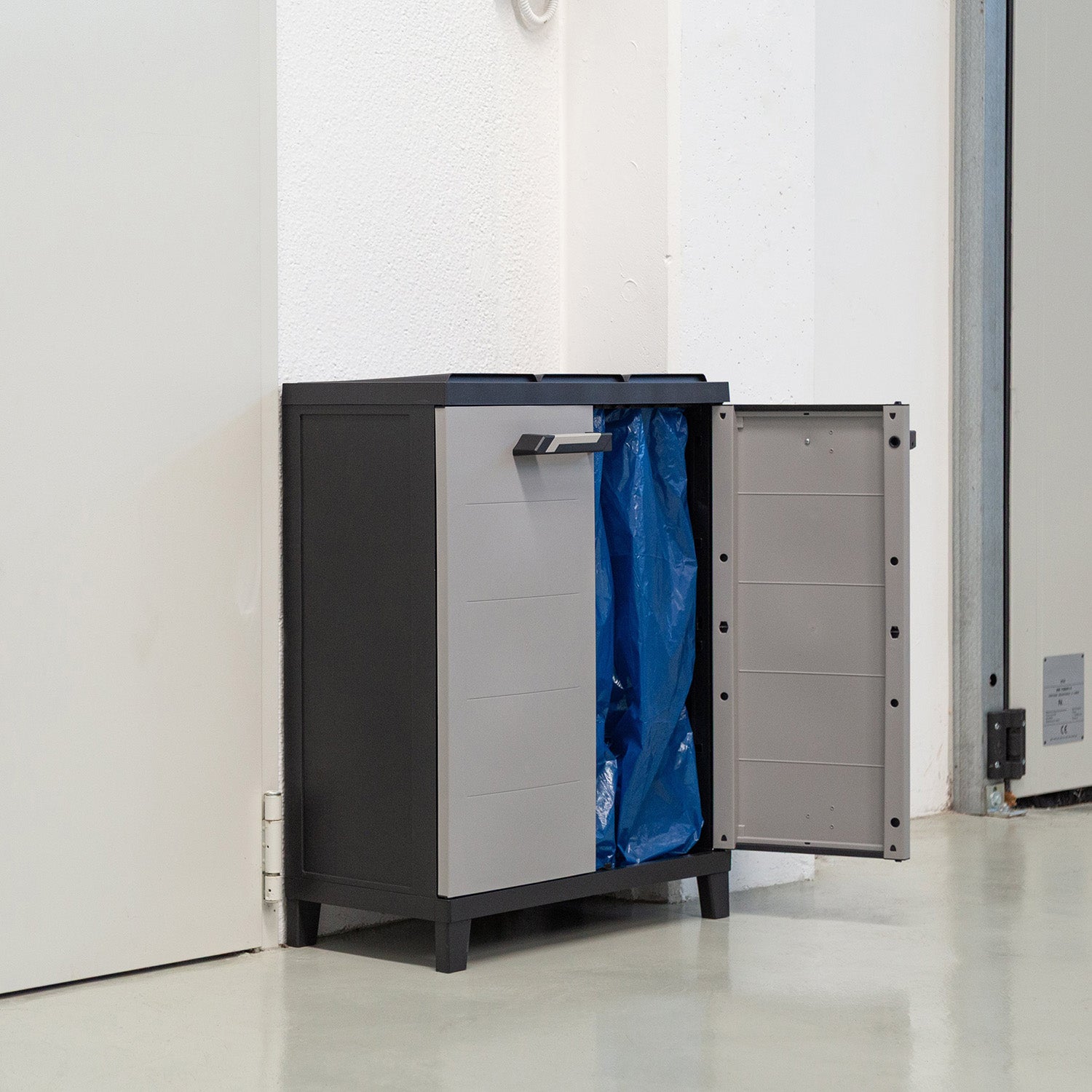 TOOMAX - Armadio per raccolta differenziata Prime 3 Scomparti Antracite Scuro/Grigio Tortora h88x66x40 cm