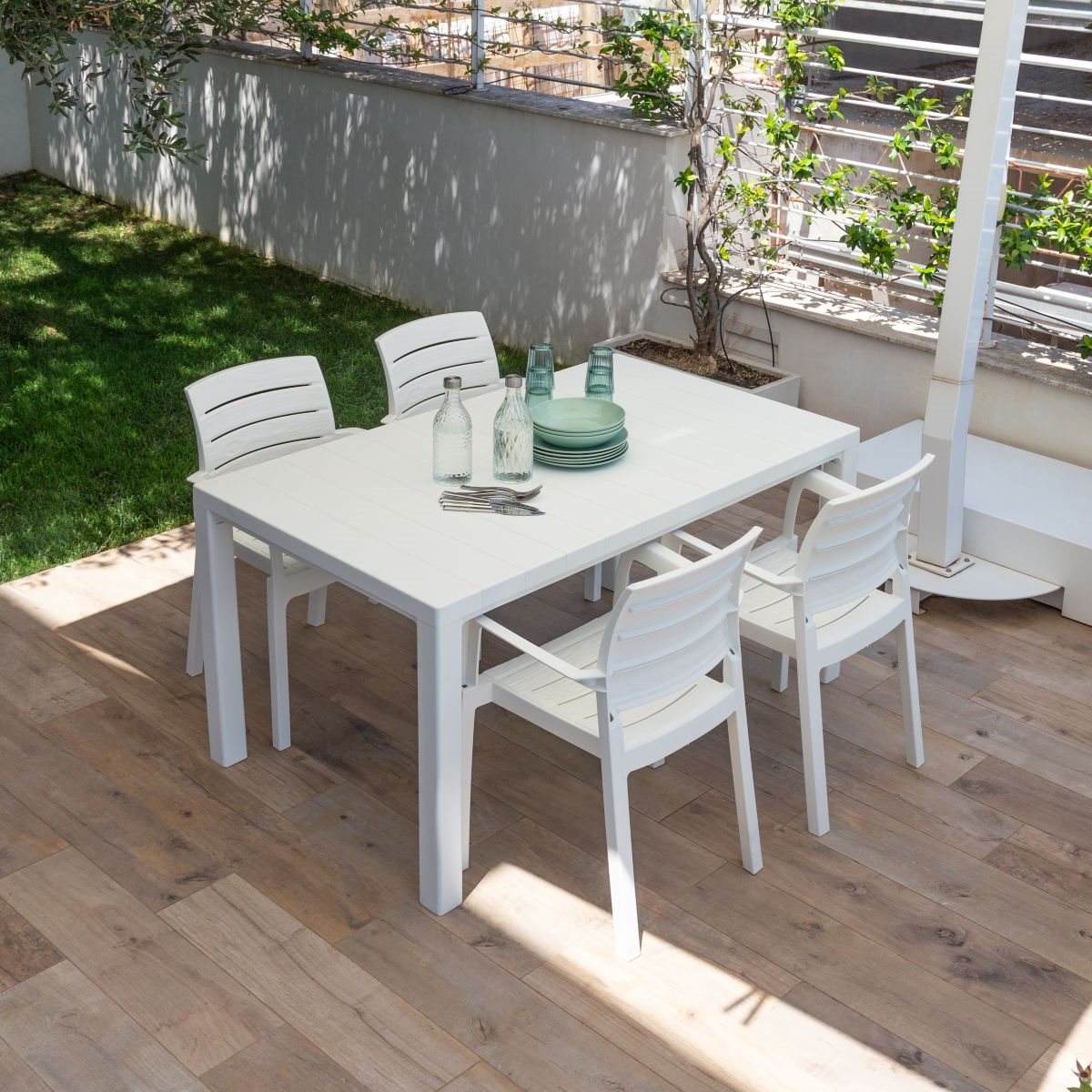 TOOMAX - Tavolo da giardino Davide Bianco Effetto Legno - h74x147x88 cm