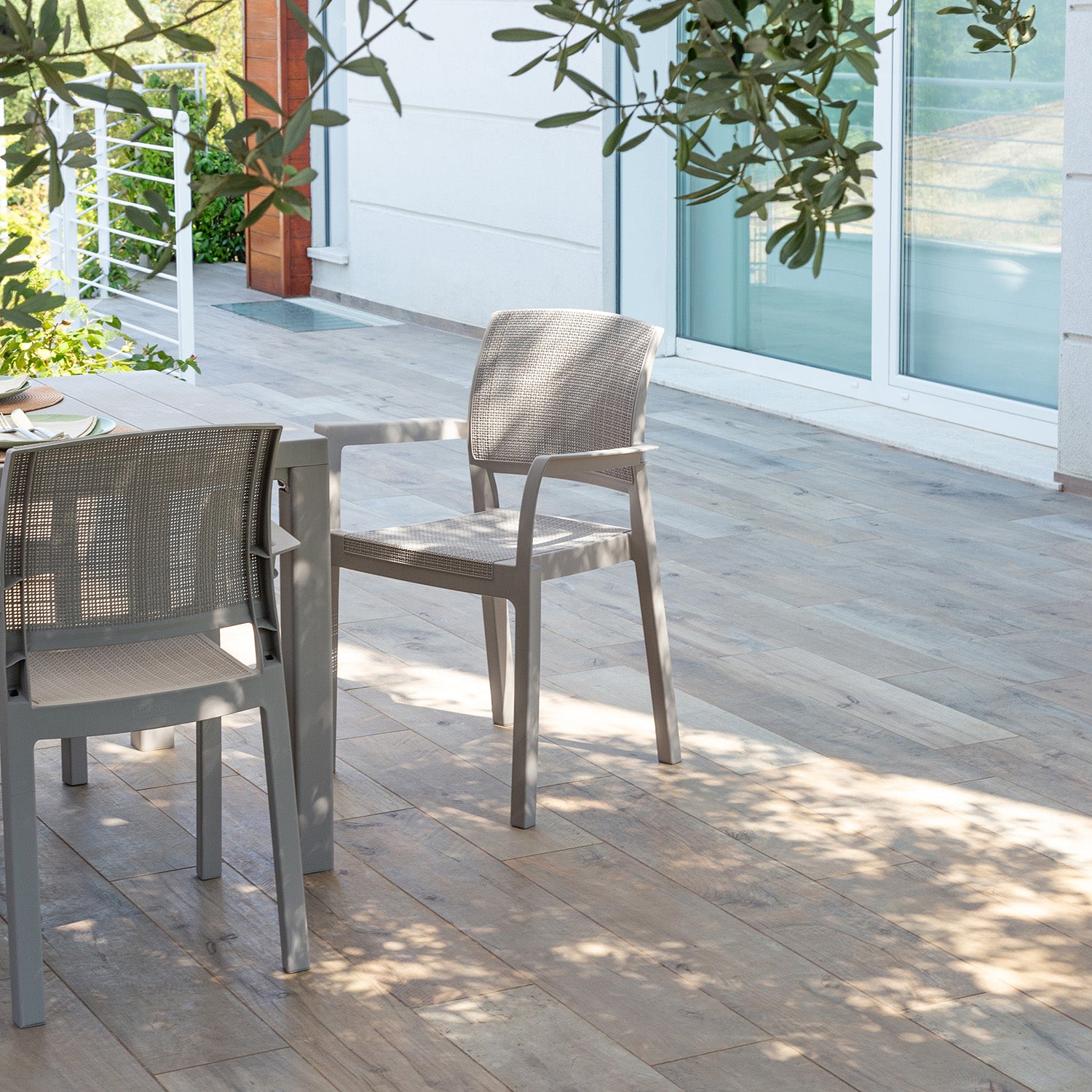 TOOMAX - Sedia da esterno Alba Grigio Tortora finitura effetto Juta - h82,5x58,5x52,5 cm