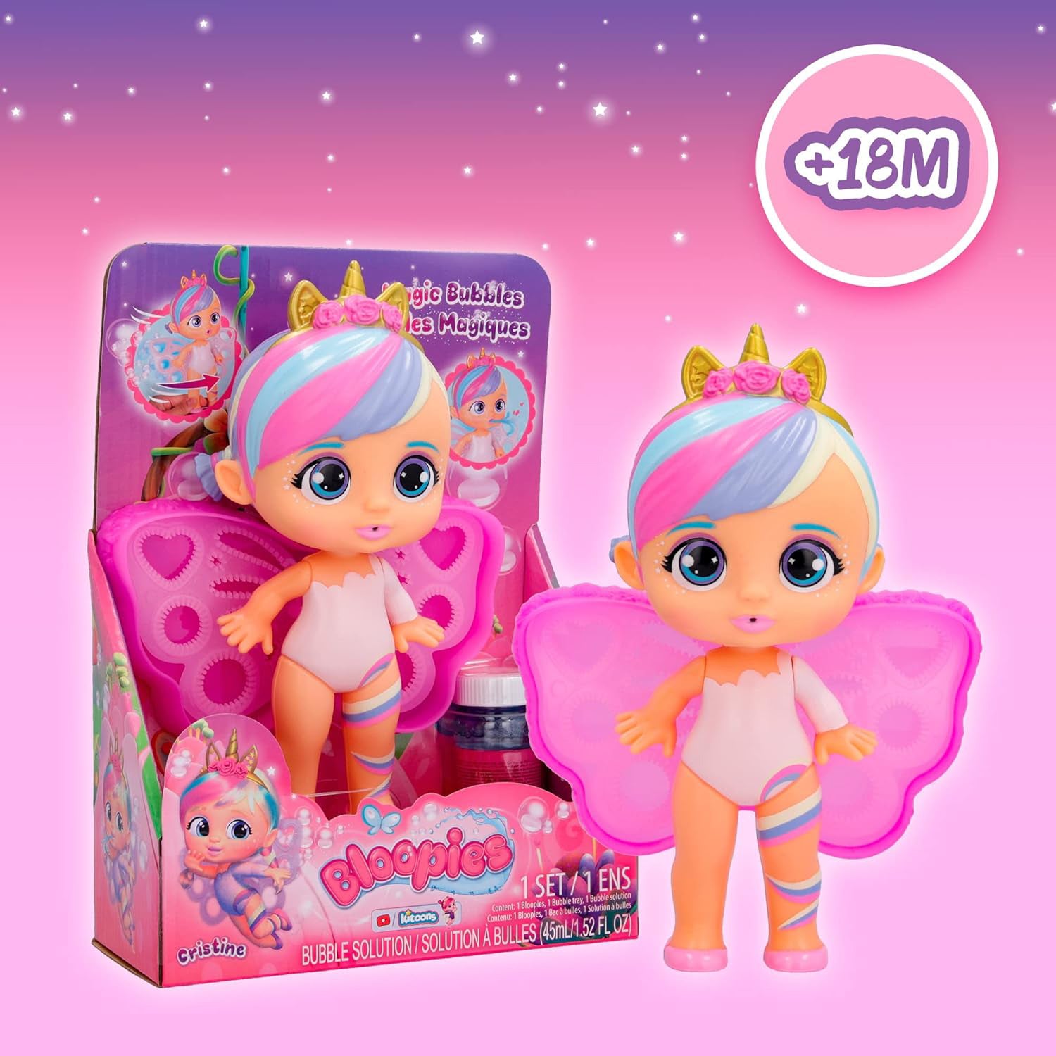 IMC TOYS - Bloopies Magic Bubbles – Bambole con Ali che Fanno Bolle (+18 mesi)